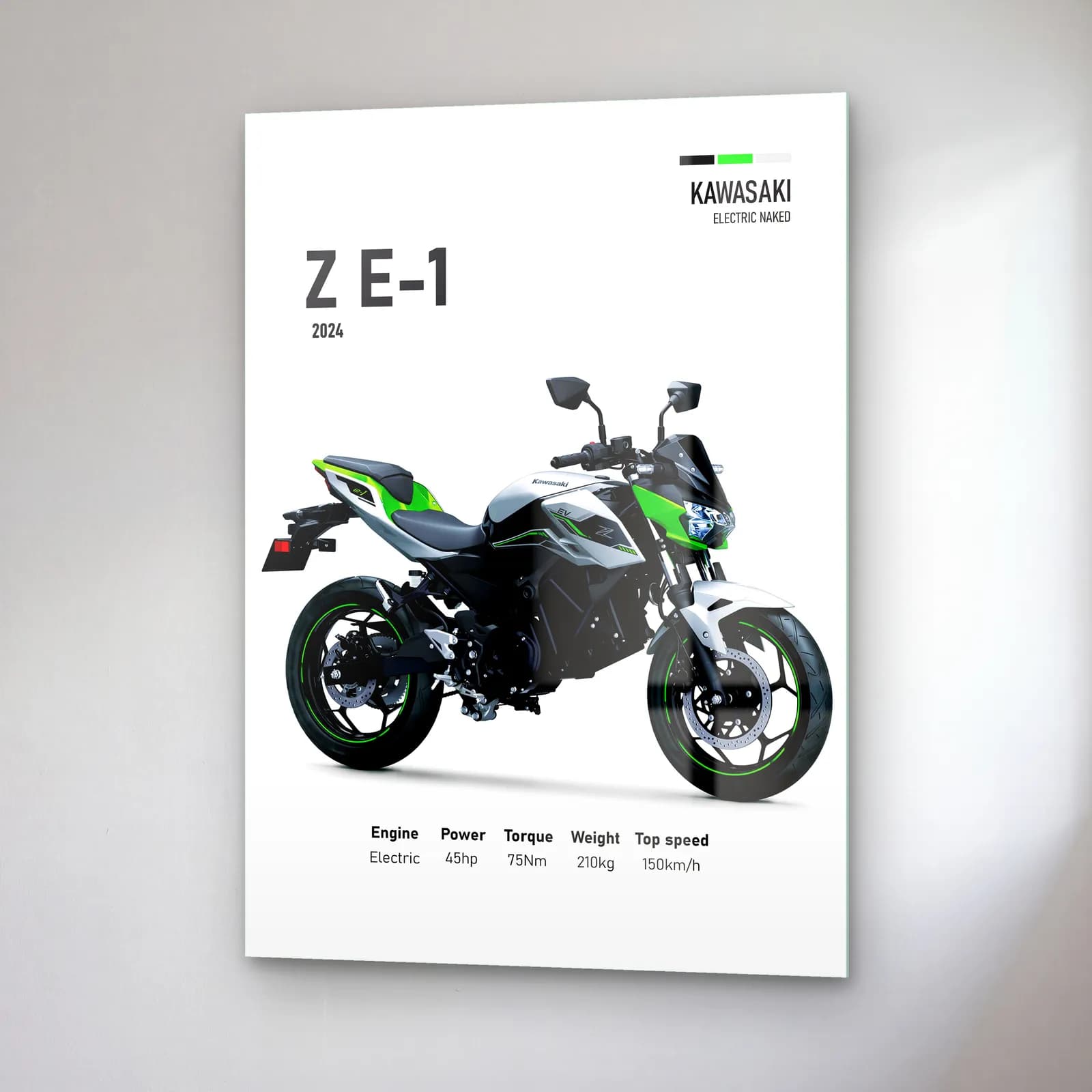 Kawasaki Z E-1 2024 cam tablo — sağ açıdan görünüm