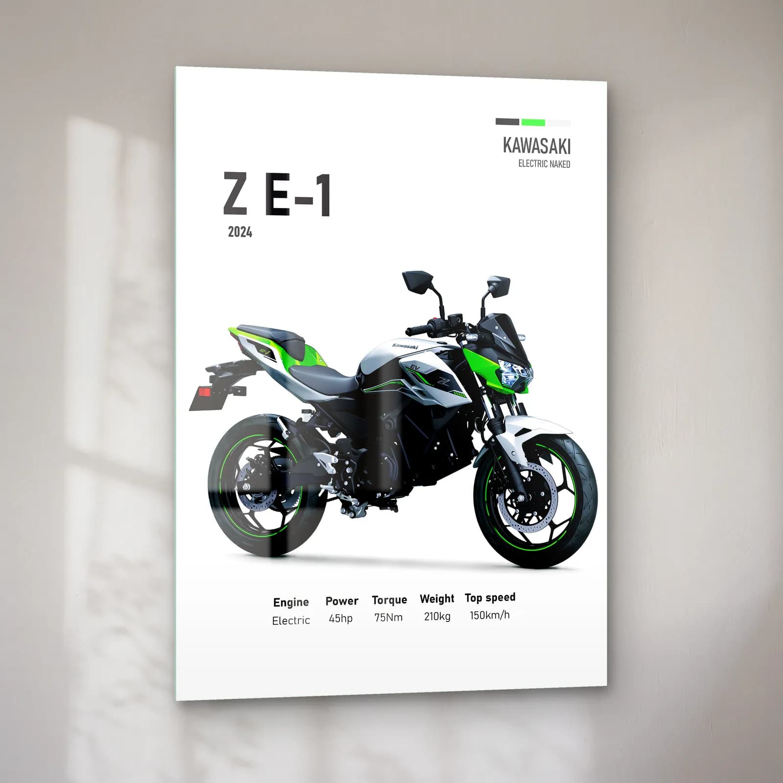 Kawasaki Z E-1 2024 cam tablo — sol açıdan görünüm