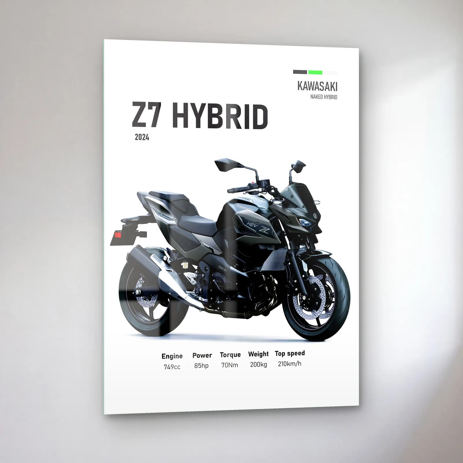 Kawasaki Z7 Hybrid 2024 Siyah cam tablo — sol açıdan görünüm