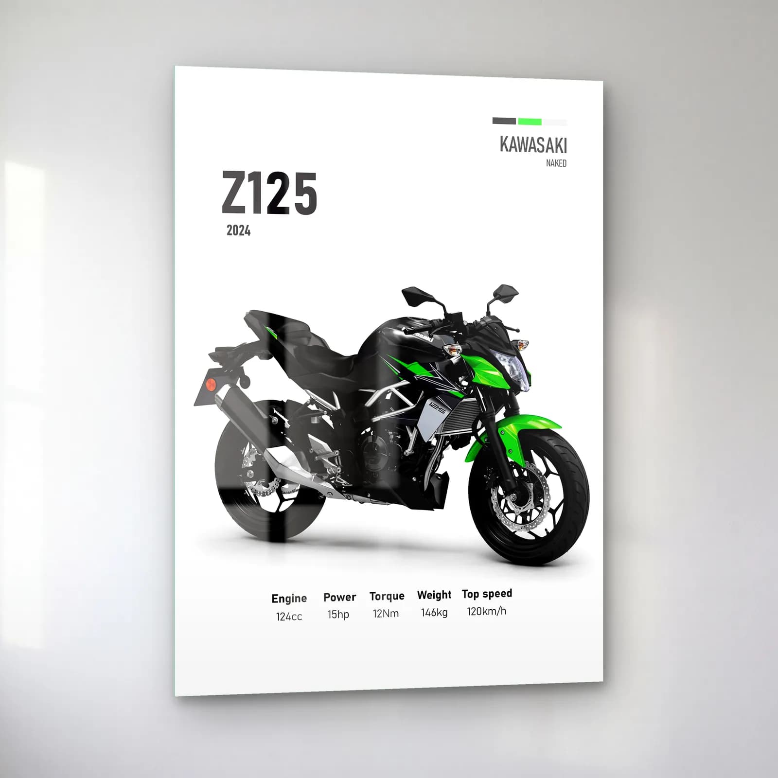 Kawasaki Z125 2024 cam tablo — sol açıdan görünüm