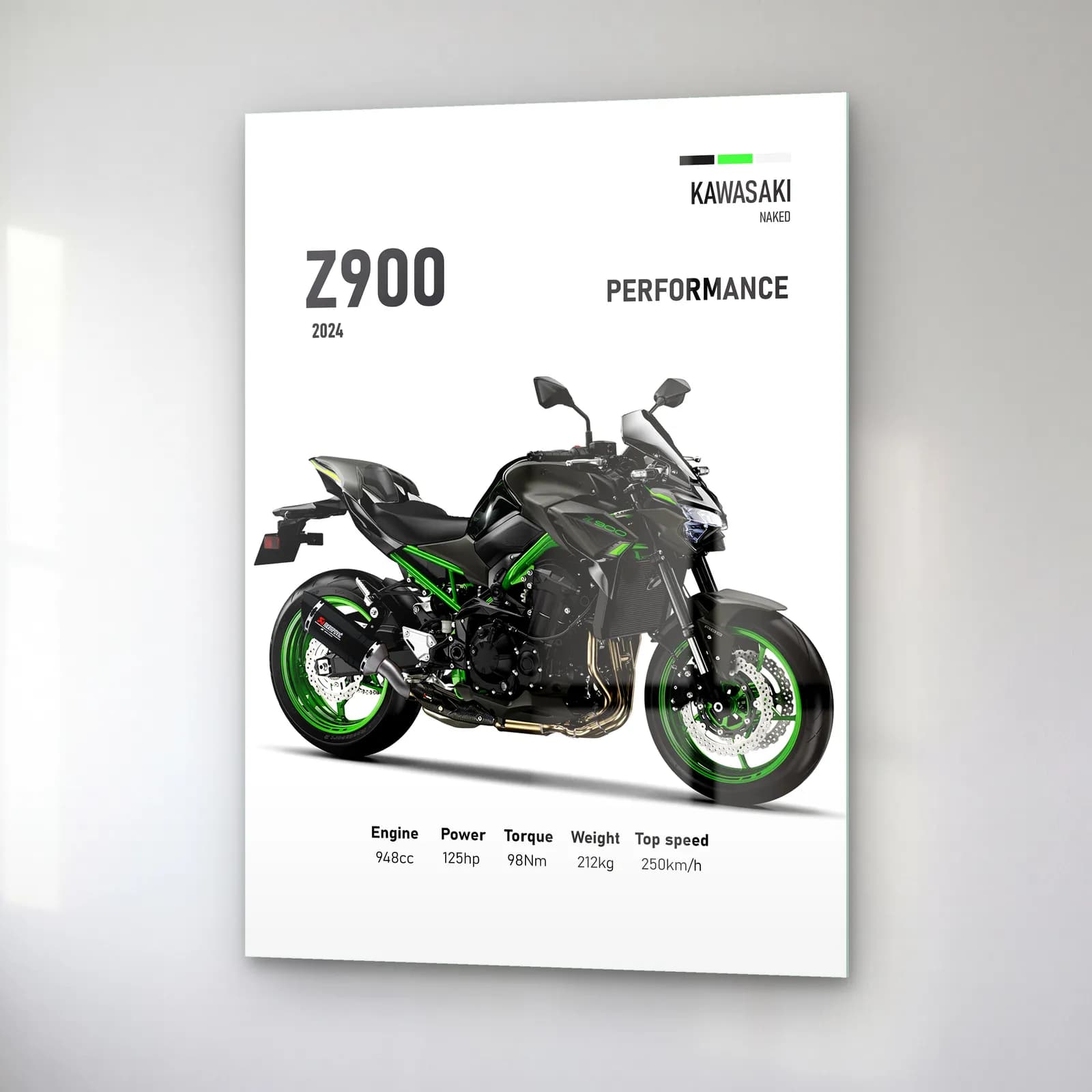 Kawasaki Z900 Performance 2024 cam tablo — sağ açıdan görünüm