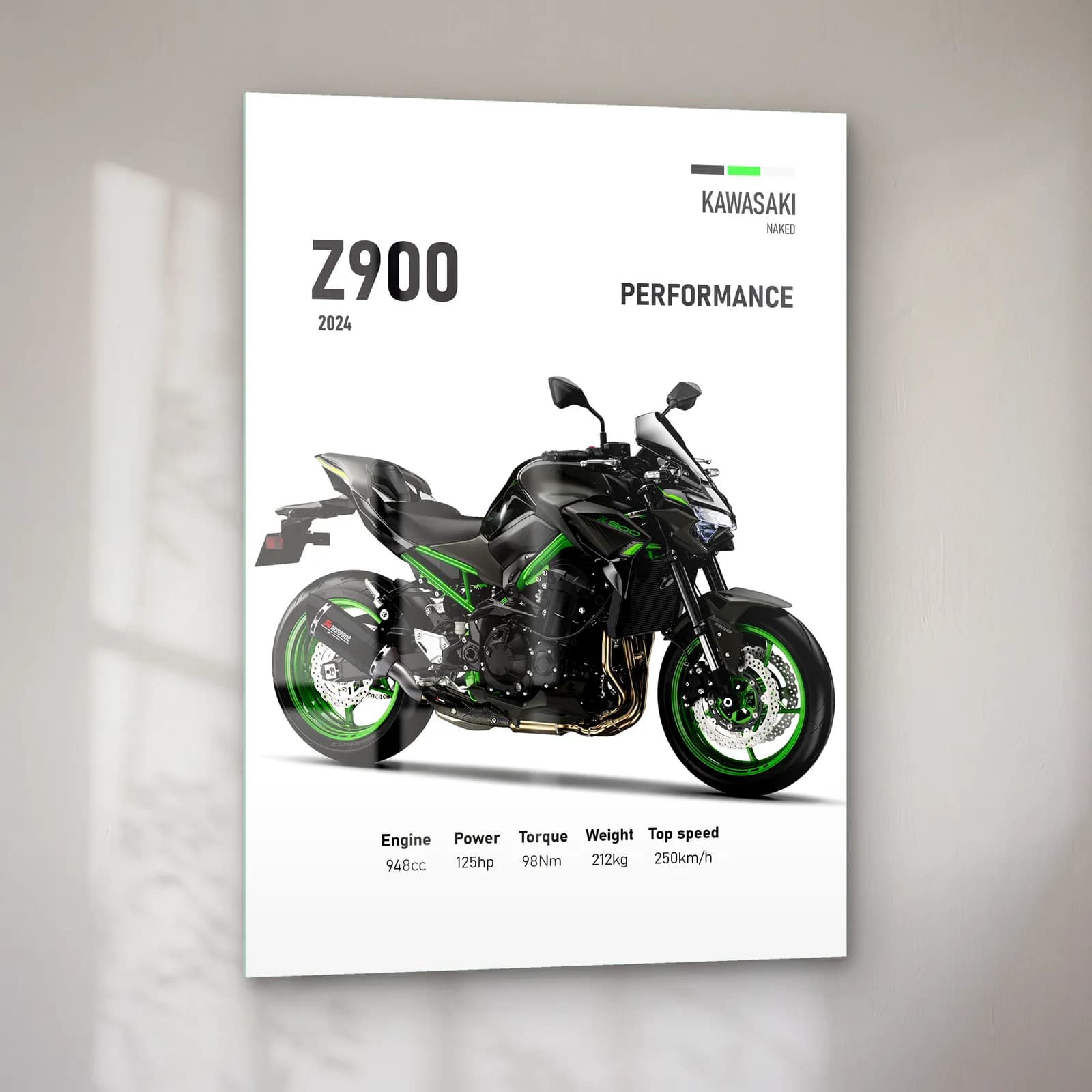 Kawasaki Z900 Performance 2024 cam tablo — sol açıdan görünüm
