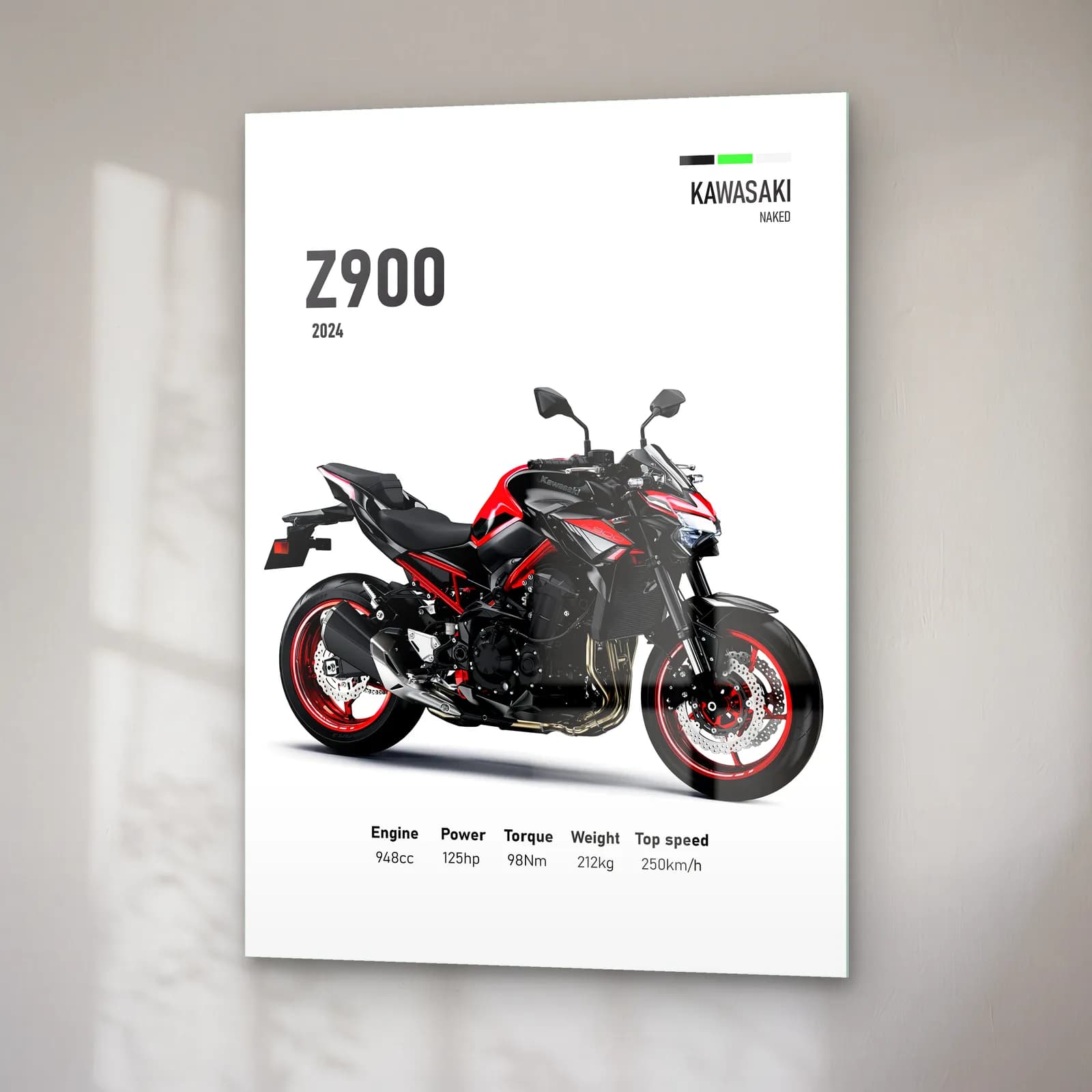 Kawasaki Z900 2024 cam tablo — sağ açıdan görünüm