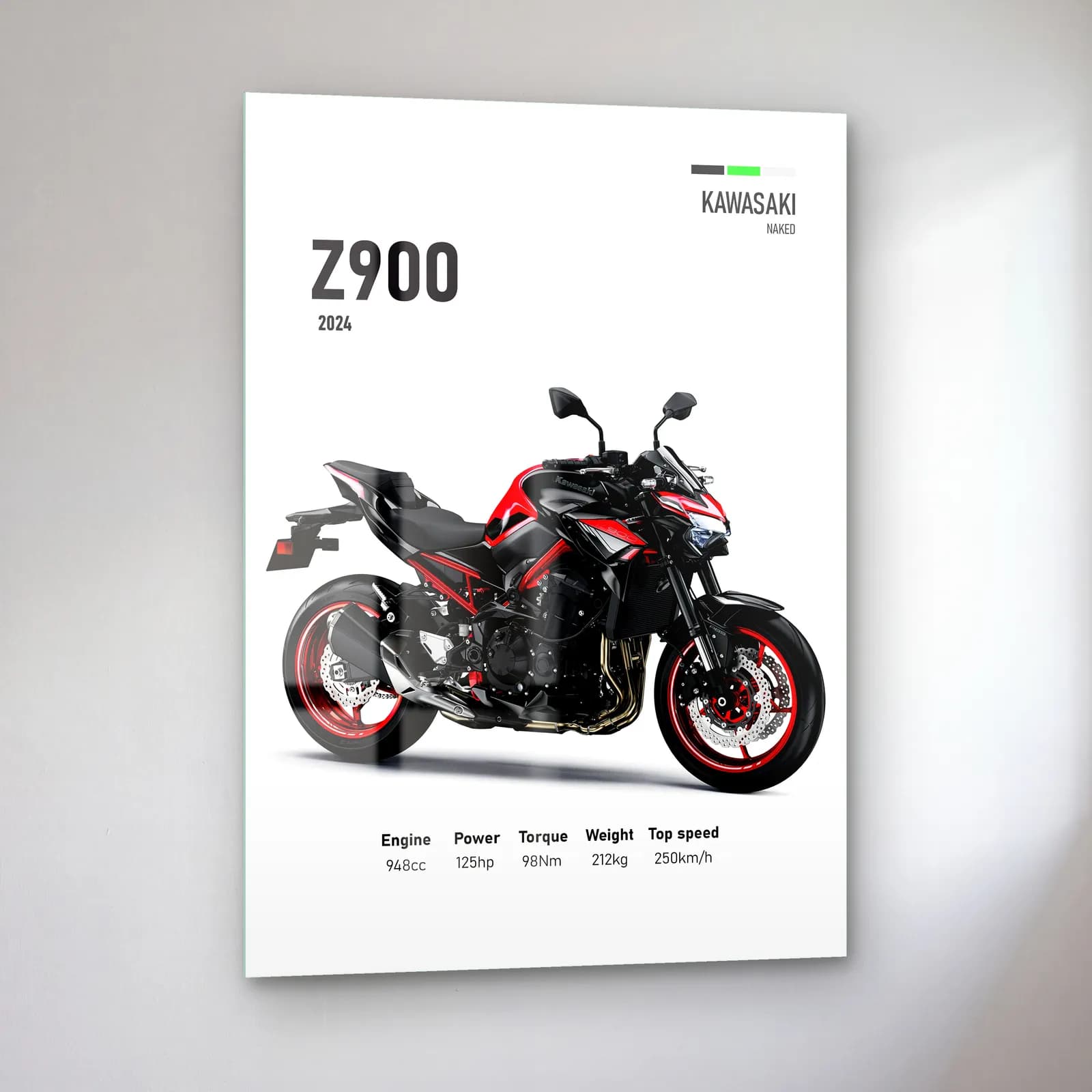 Kawasaki Z900 2024 cam tablo — sol açıdan görünüm