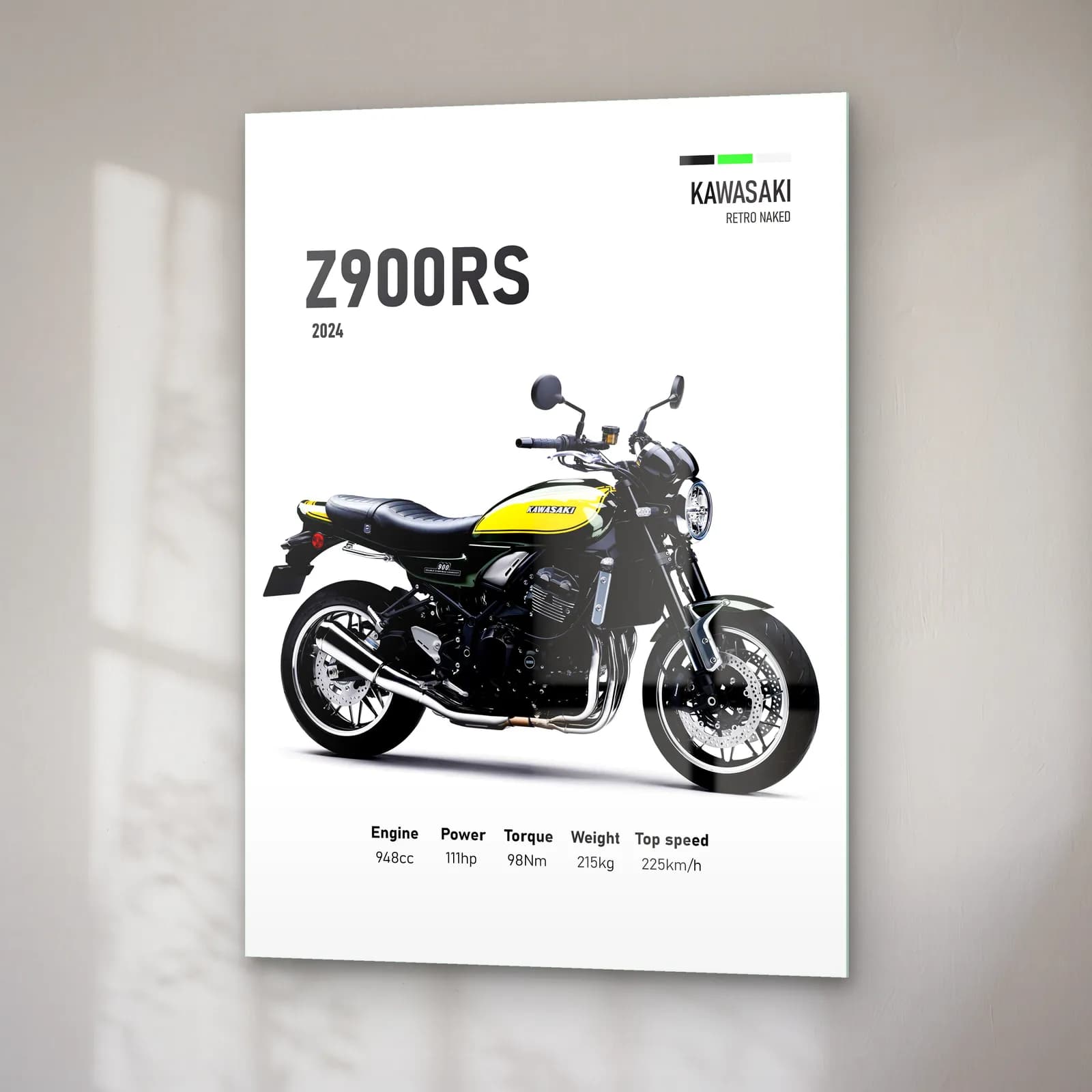 Kawasaki Z900RS 2024 cam tablo — sağ açıdan görünüm