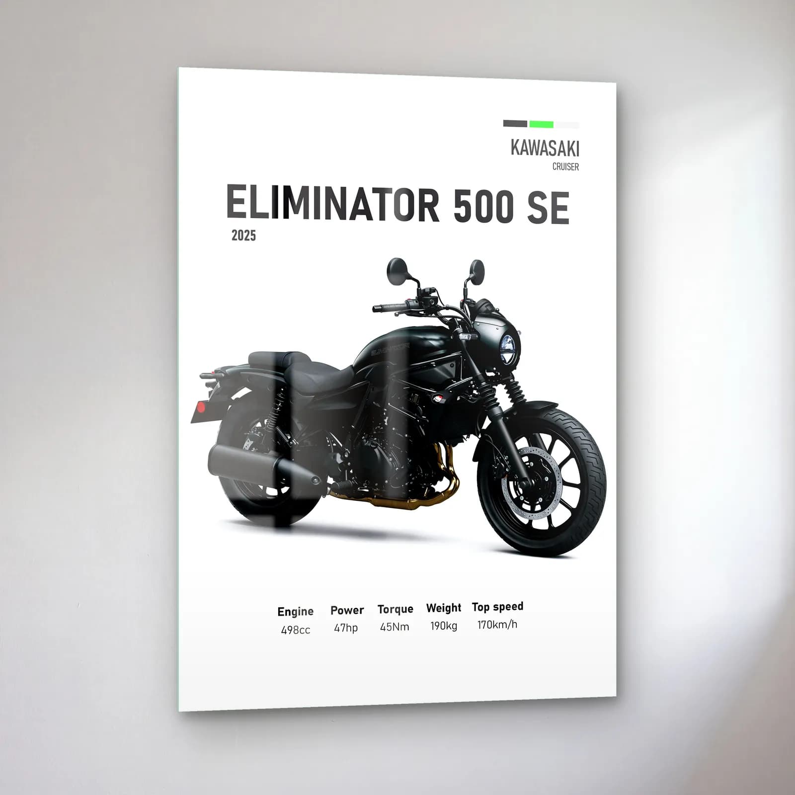 Kawasaki Eliminator 500 SE 2025 cam tablo — sol açıdan görünüm
