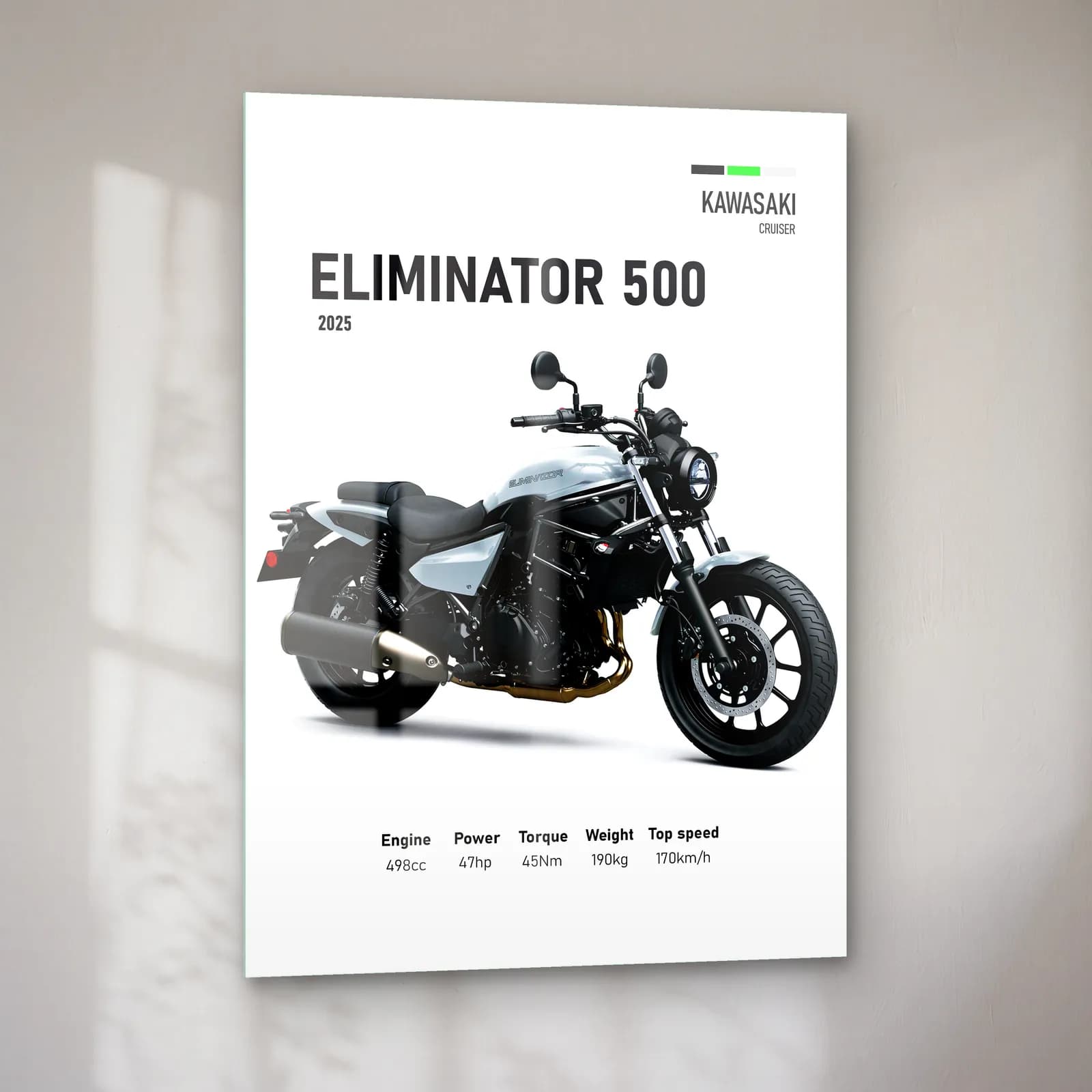 Kawasaki Eliminator 500 2025 cam tablo — sol açıdan görünüm
