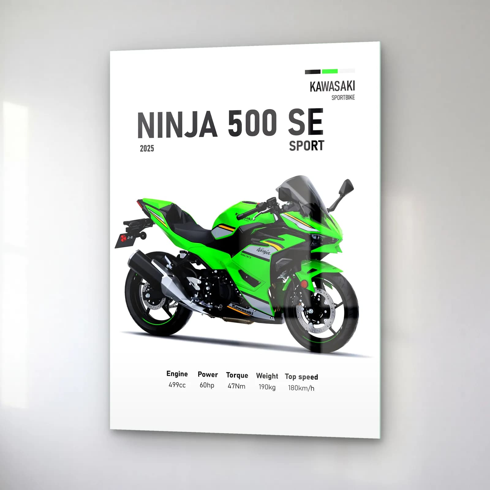 Kawasaki Ninja 500 SE Sport 2025 cam tablo — sağ açıdan görünüm