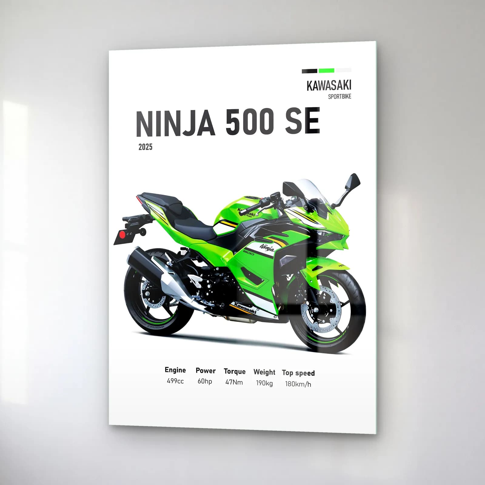 Kawasaki Ninja 500 SE 2025 cam tablo — sağ açıdan görünüm