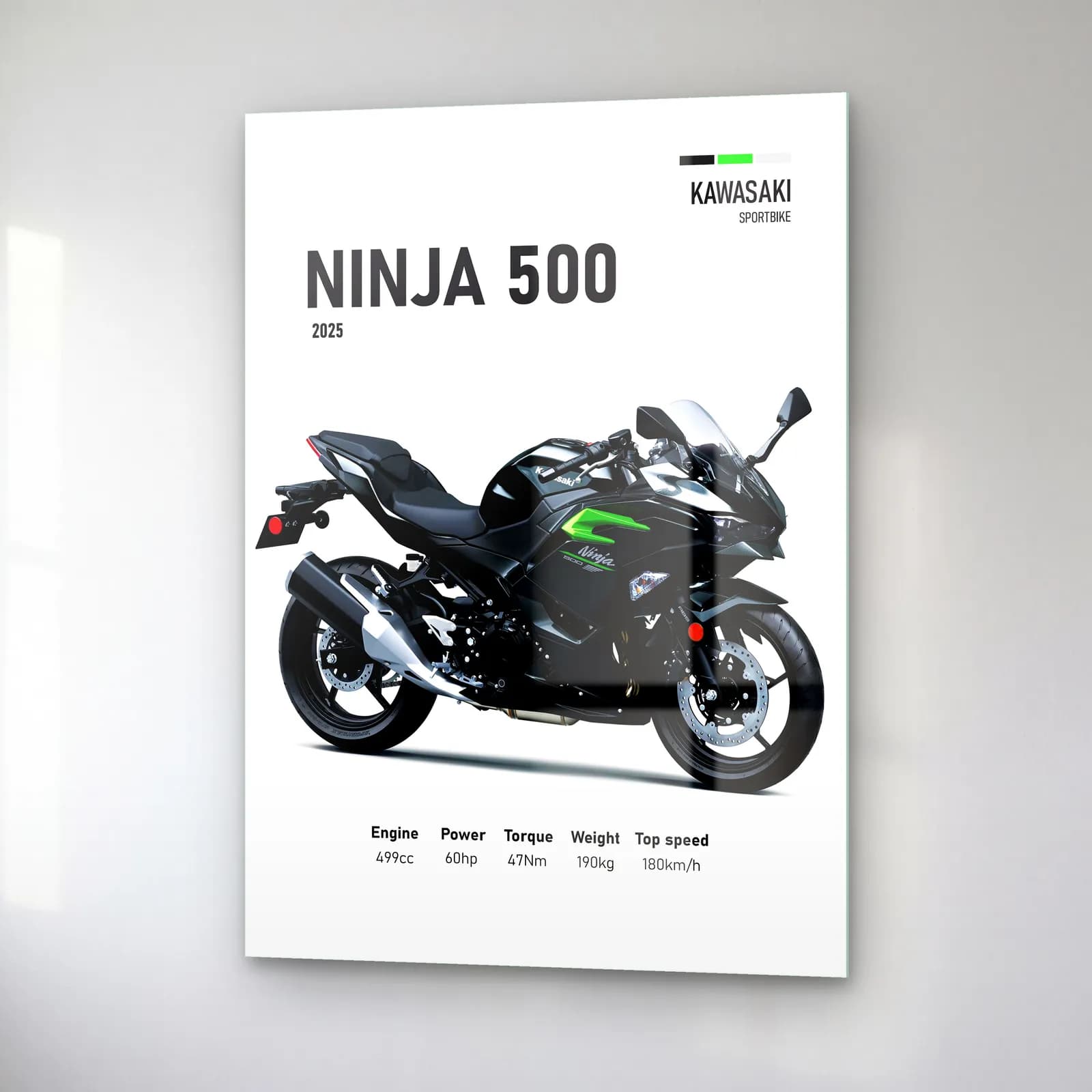 Kawasaki Ninja 500 2025 cam tablo — sağ açıdan görünüm
