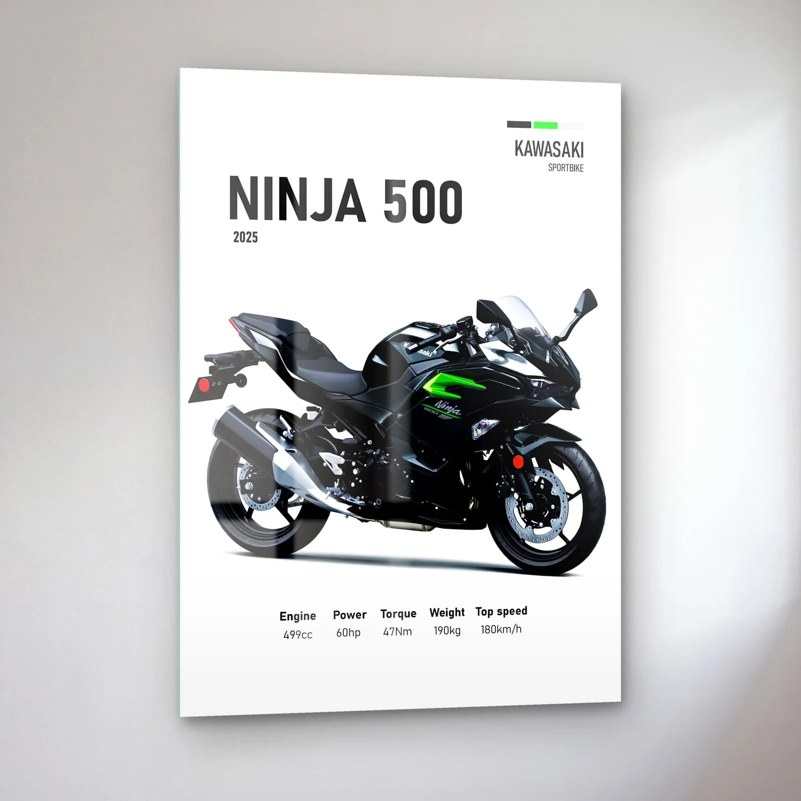 Kawasaki Ninja 500 2025 cam tablo — sol açıdan görünüm