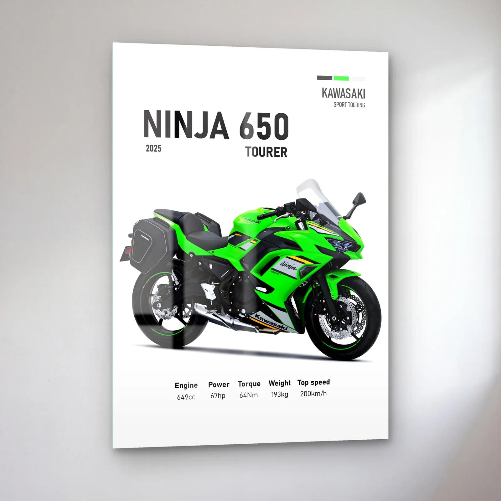 Kawasaki Ninja 650 Tourer 2025 cam tablo — sol açıdan görünüm