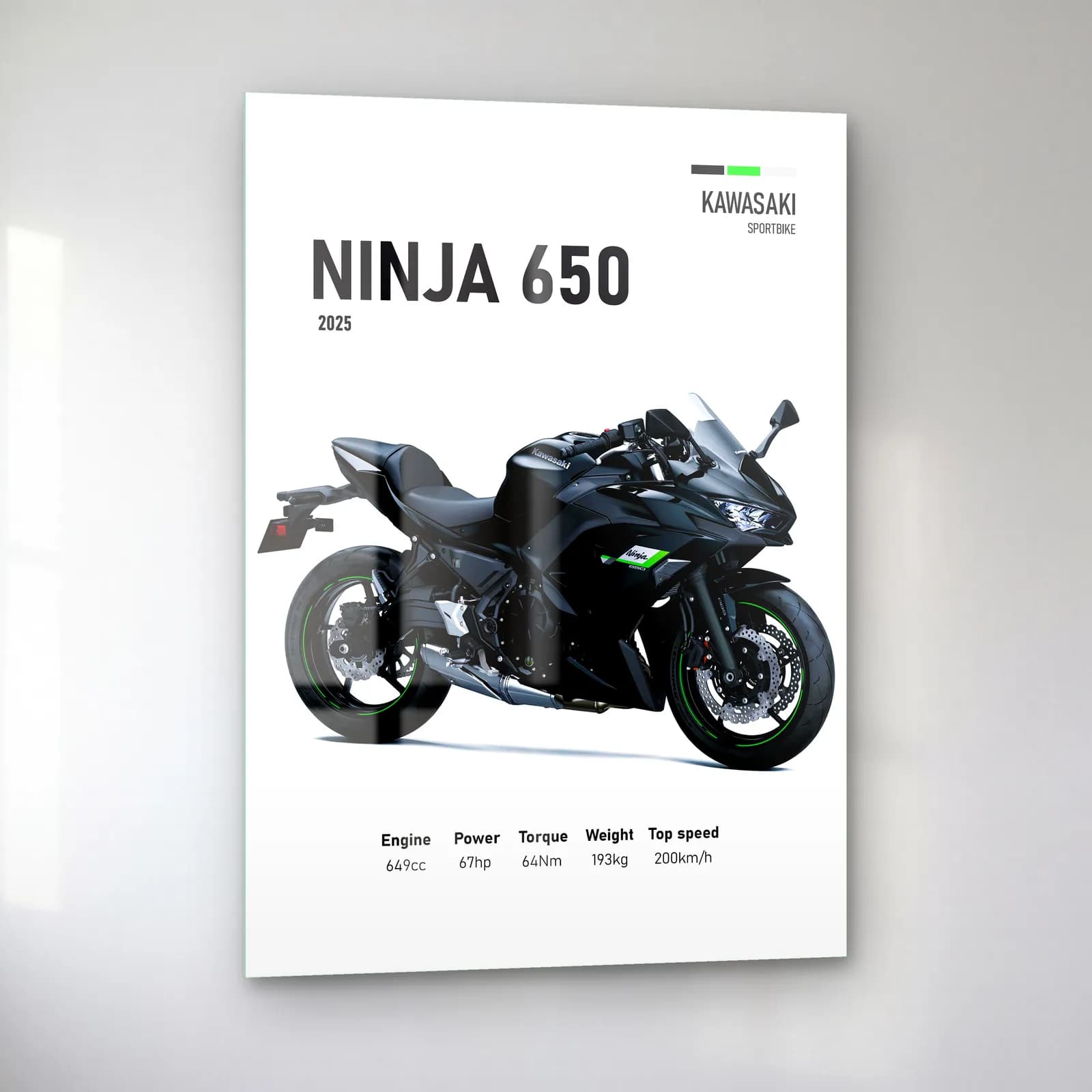 Kawasaki Ninja 650 2025 cam tablo — sol açıdan görünüm