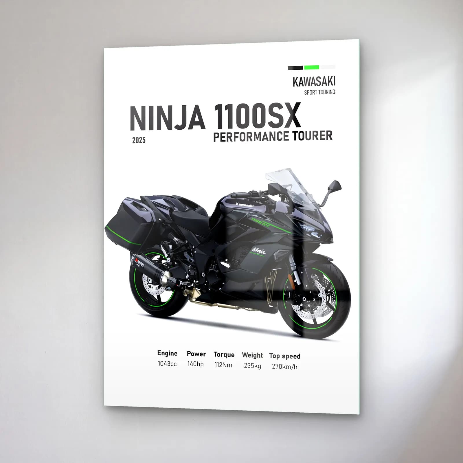 Kawasaki Ninja 1100SX Performance Tourer 2025 cam tablo — sağ açıdan görünüm