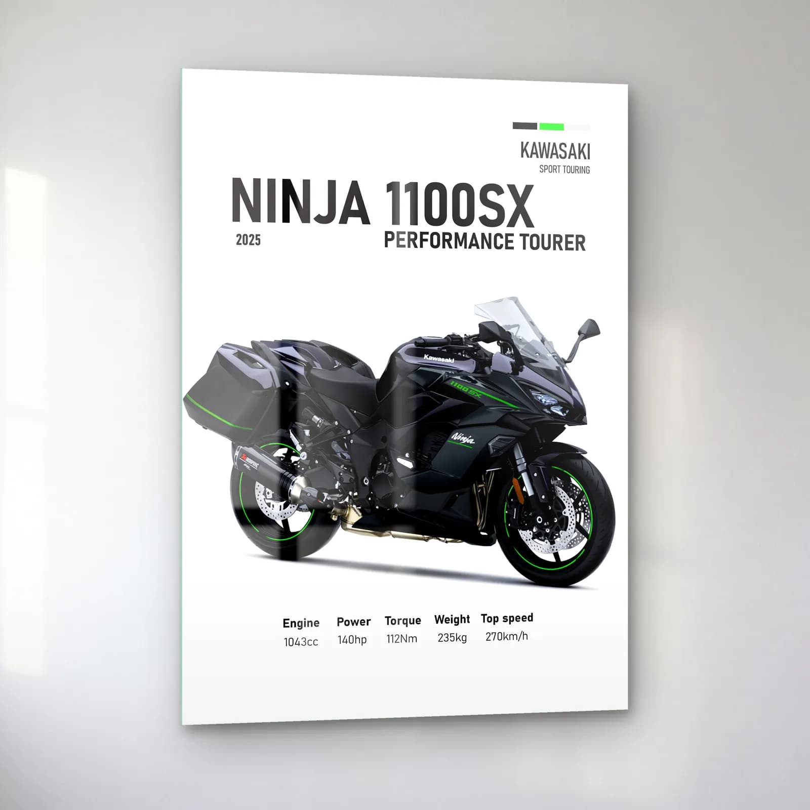 Kawasaki Ninja 1100SX Performance Tourer 2025 cam tablo — sol açıdan görünüm
