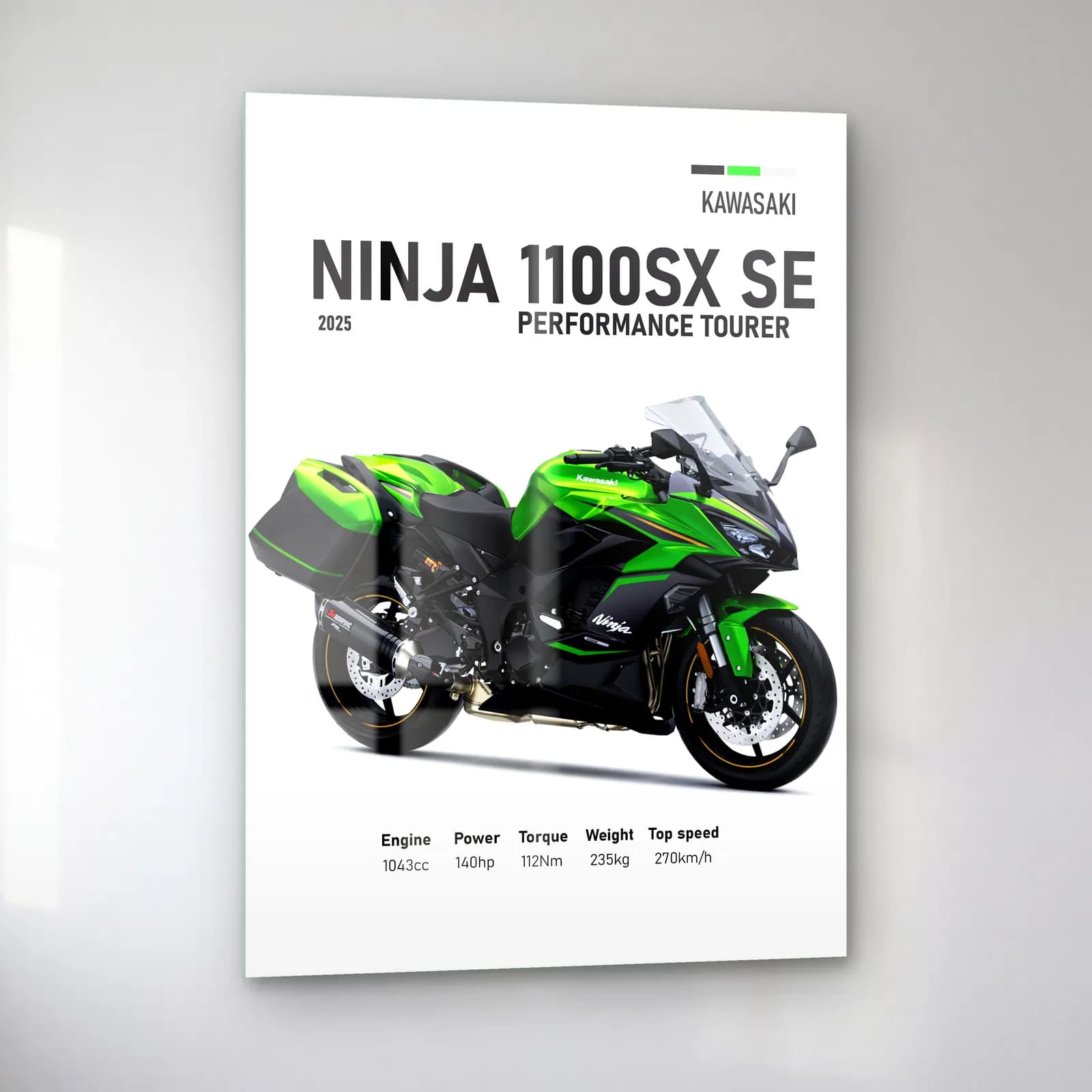 Ninja 1100SX SE Performance Tourer 2025 cam tablo — sol açıdan görünüm