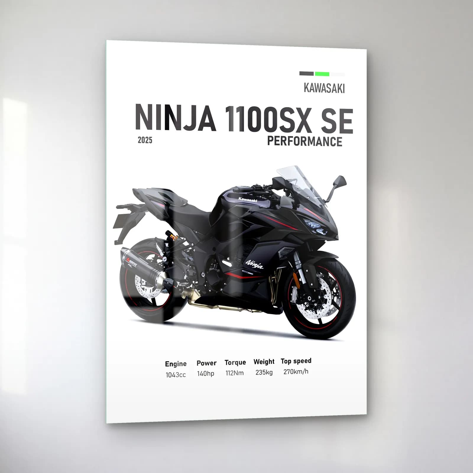 Kawasaki Ninja 1100SX SE Performance 2025 cam tablo — sol açıdan görünüm