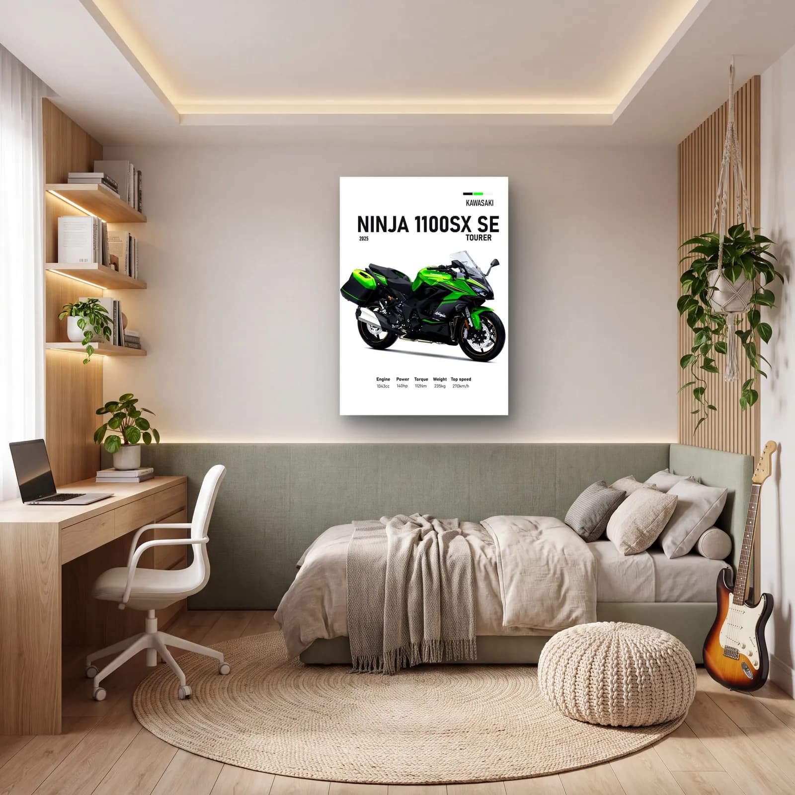 Kawasaki Ninja 1100SX SE Tourer 2025 cam tablo — genç odasında