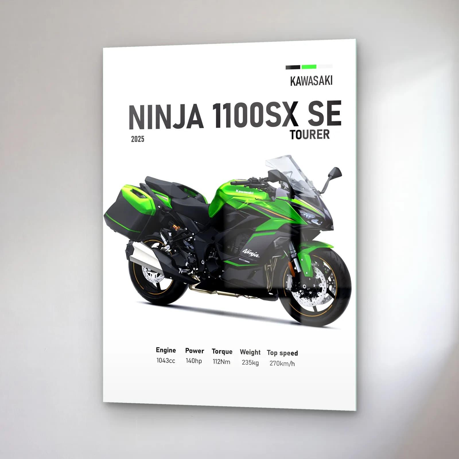 Kawasaki Ninja 1100SX SE Tourer 2025 cam tablo — sağ açıdan görünüm