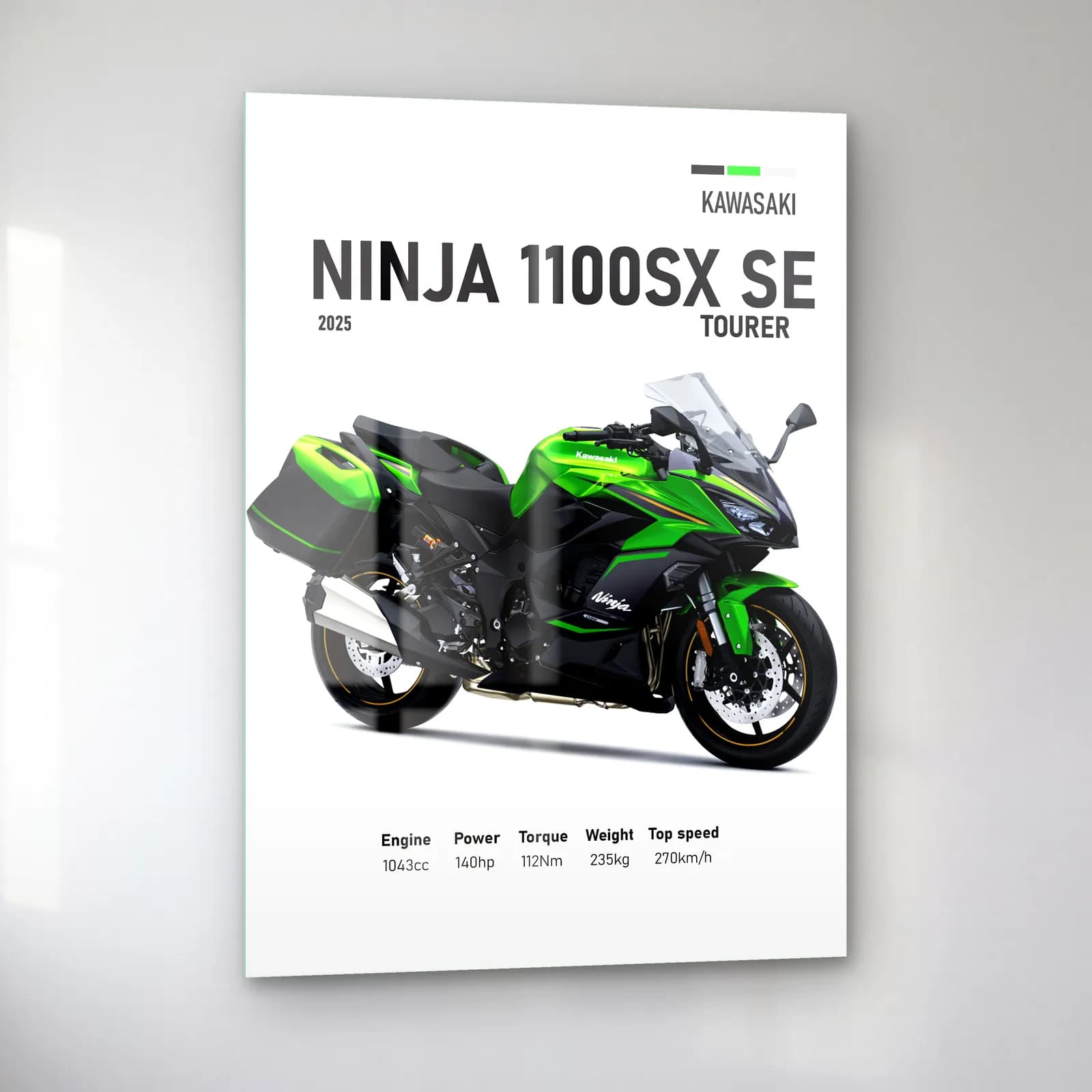 Kawasaki Ninja 1100SX SE Tourer 2025 cam tablo — sol açıdan görünüm