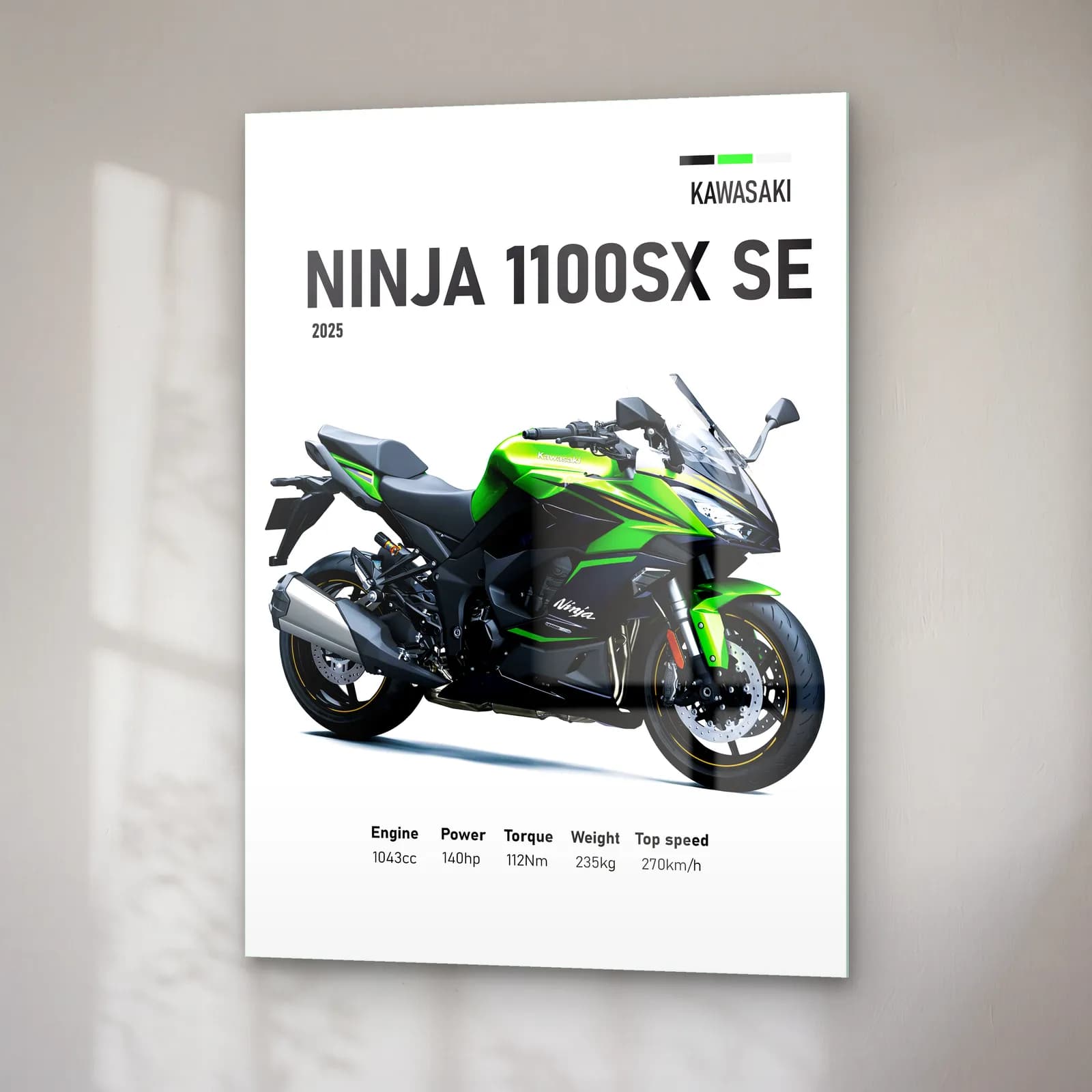 Kawasaki Ninja 1100SX SE 2025 cam tablo — sağ açıdan görünüm