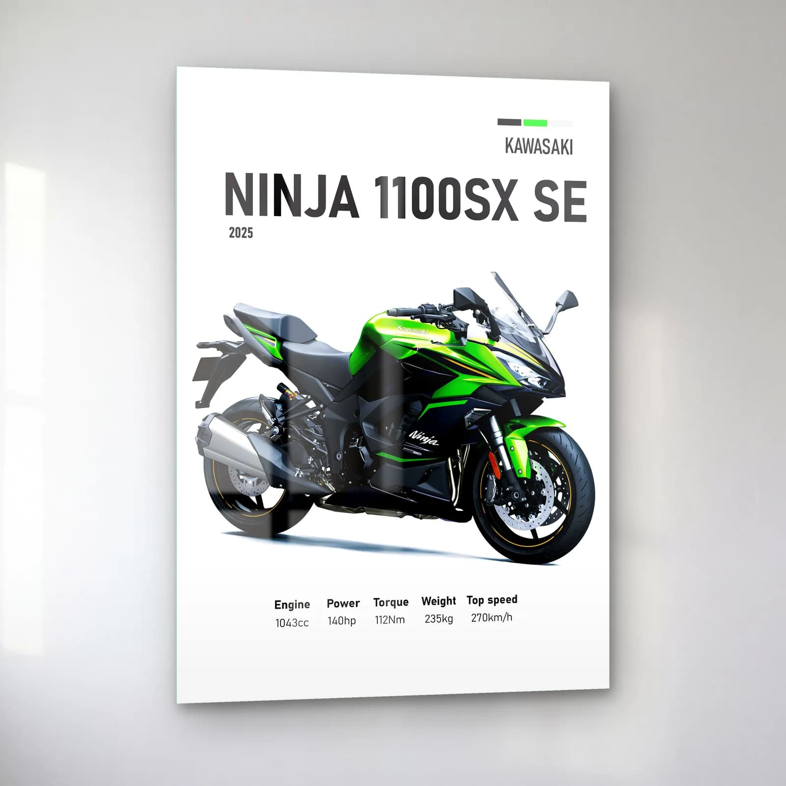 Kawasaki Ninja 1100SX SE 2025 cam tablo — sol açıdan görünüm
