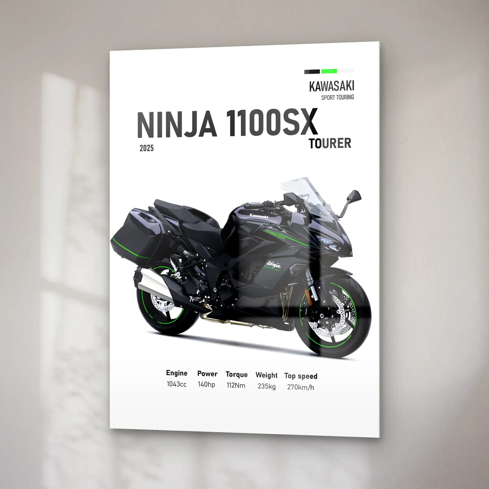 Kawasaki Ninja 1100SX Tourer 2025 cam tablo — sağ açıdan görünüm
