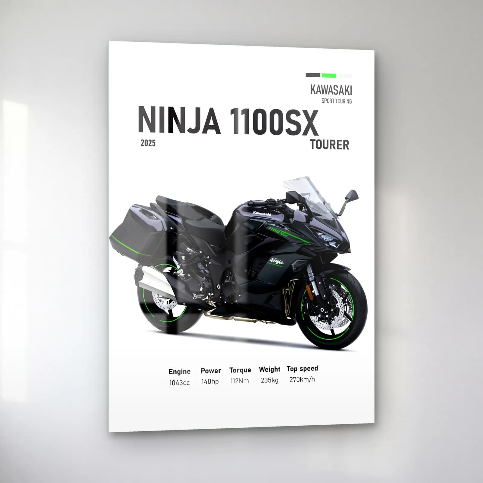 Kawasaki Ninja 1100SX Tourer 2025 cam tablo — sol açıdan görünüm