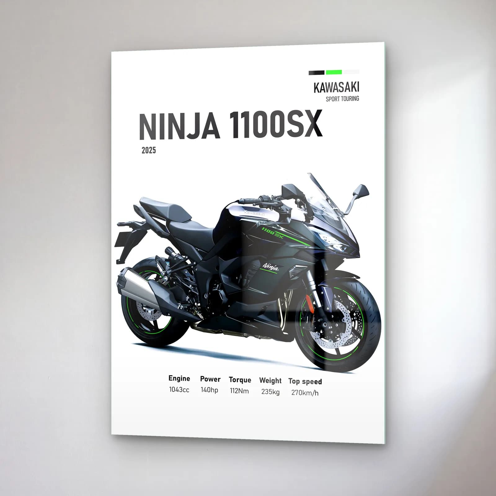 Kawasaki Ninja 1100SX 2025 cam tablo — sağ açıdan görünüm