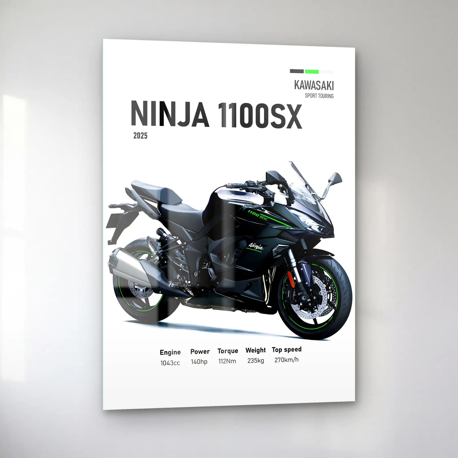 Kawasaki Ninja 1100SX 2025 cam tablo — sol açıdan görünüm