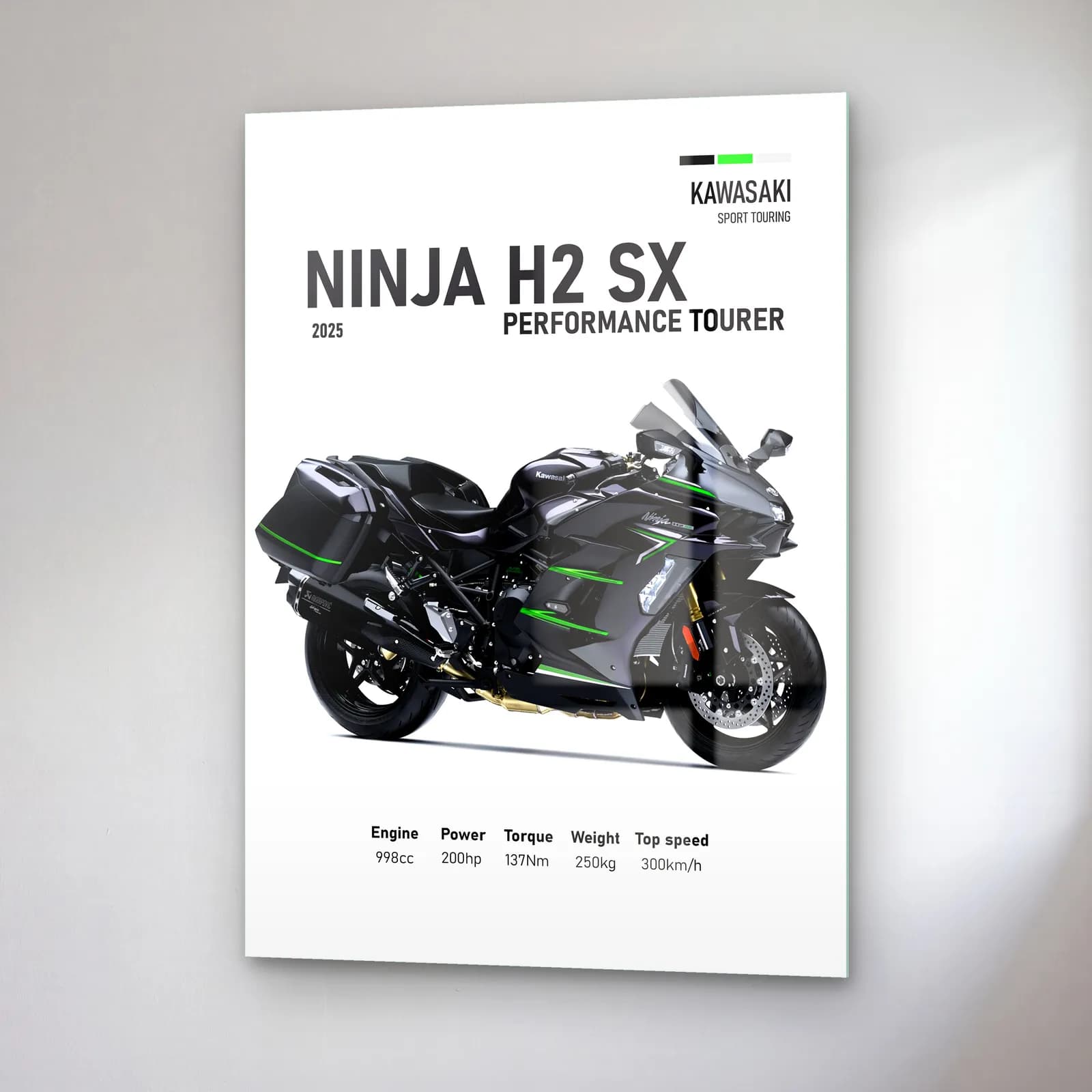 Ninja H2 SX Performance Tourer 2025 cam tablo — sağ açıdan görünüm