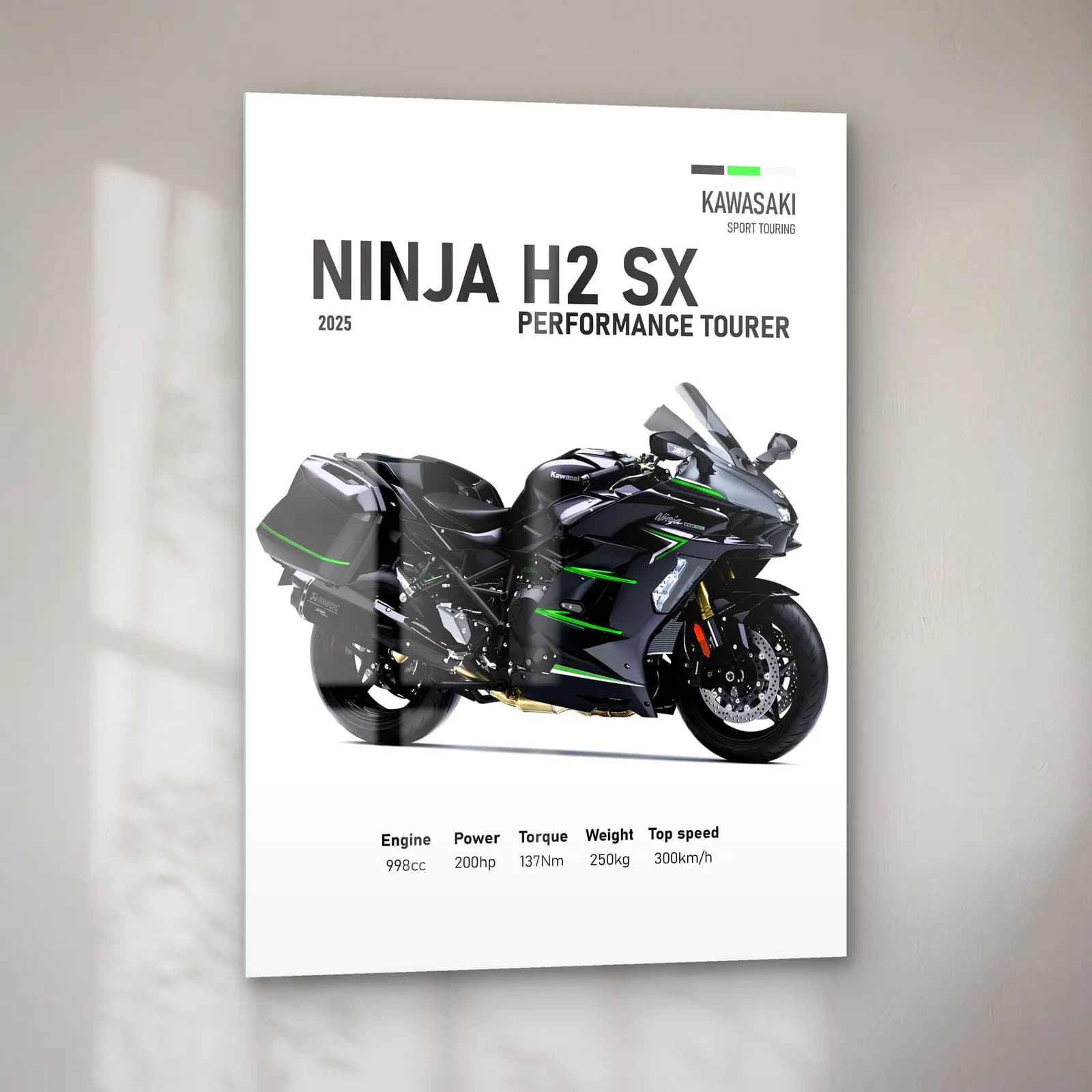 Ninja H2 SX Performance Tourer 2025 cam tablo — sol açıdan görünüm
