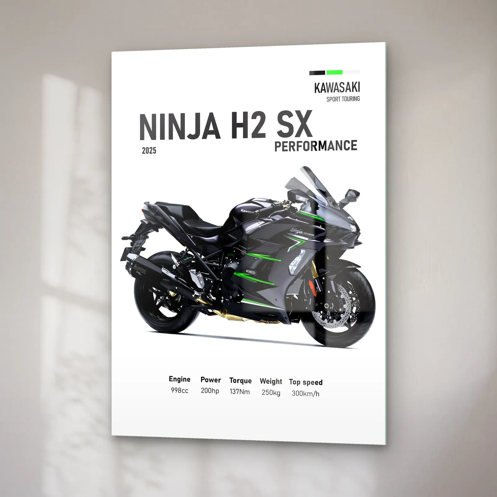 Kawasaki Ninja H2 SX Performance 2025 cam tablo — sağ açıdan görünüm