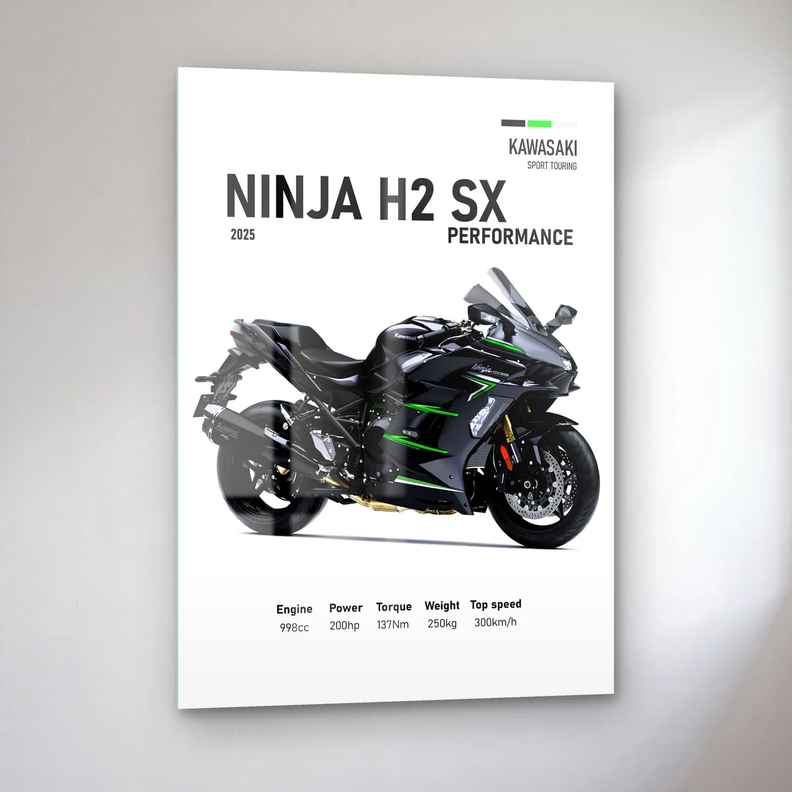Kawasaki Ninja H2 SX Performance 2025 cam tablo — sol açıdan görünüm