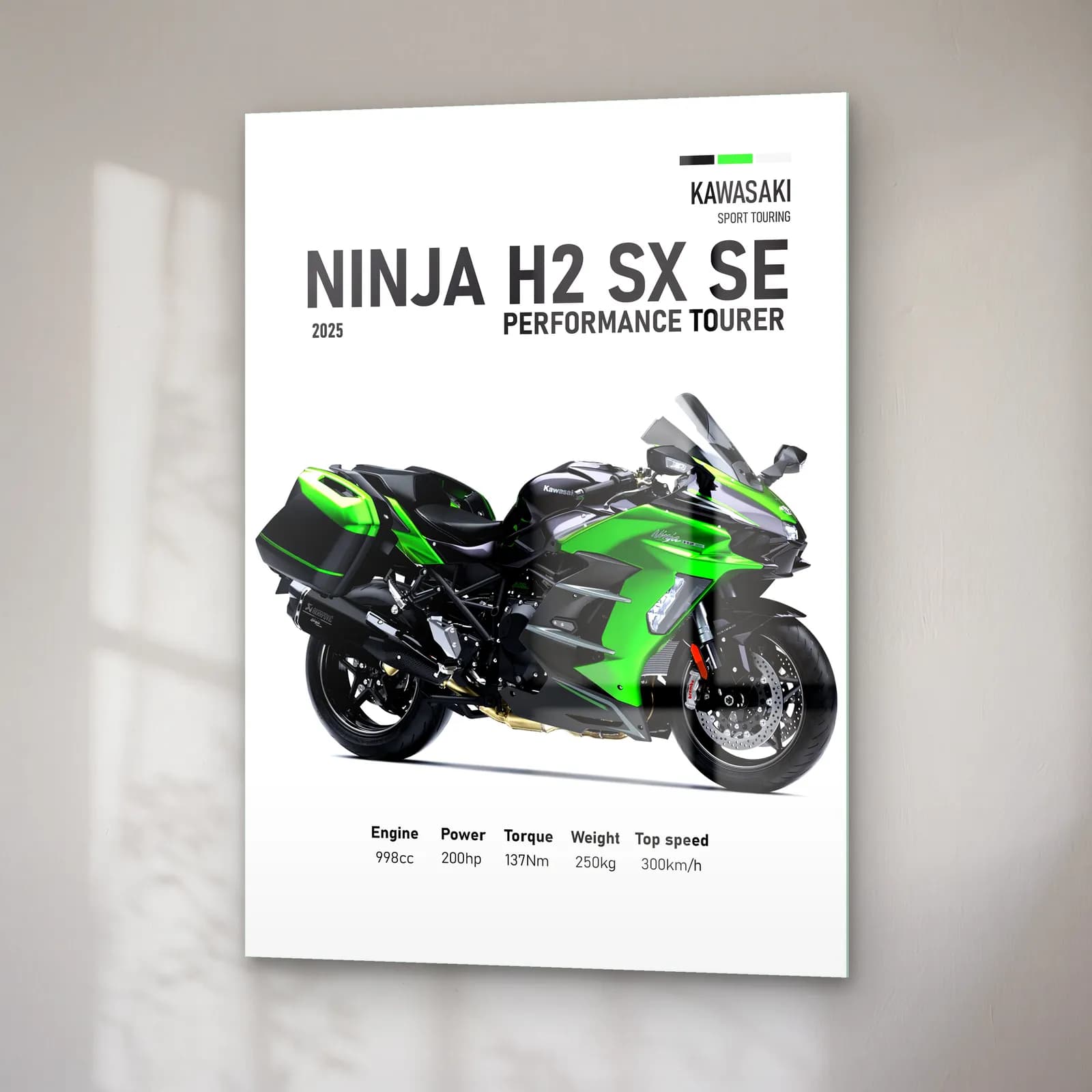 Ninja H2 SX SE Performance Tourer cam tablo — sağ açıdan görünüm