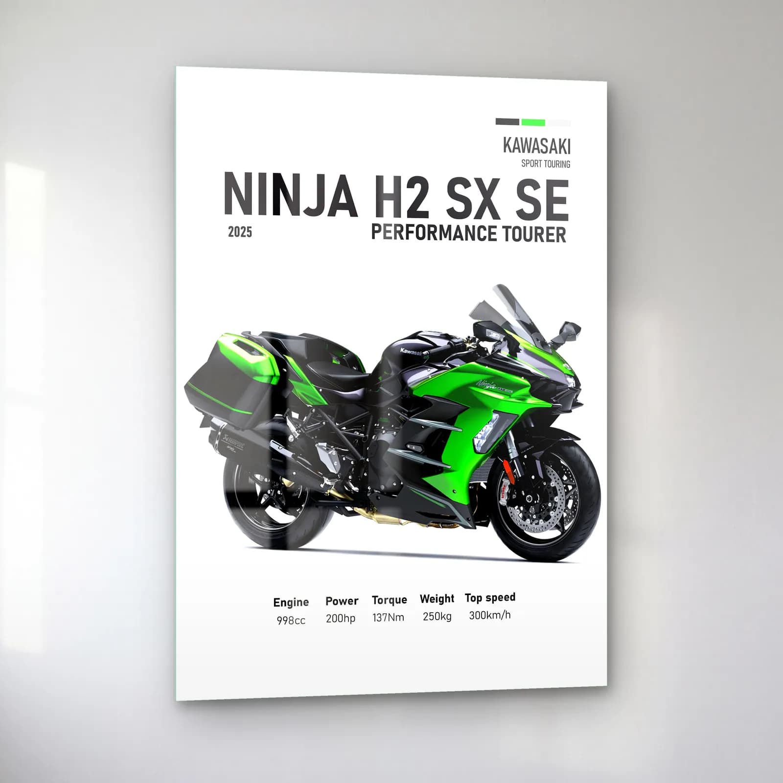 Ninja H2 SX SE Performance Tourer cam tablo — sol açıdan görünüm