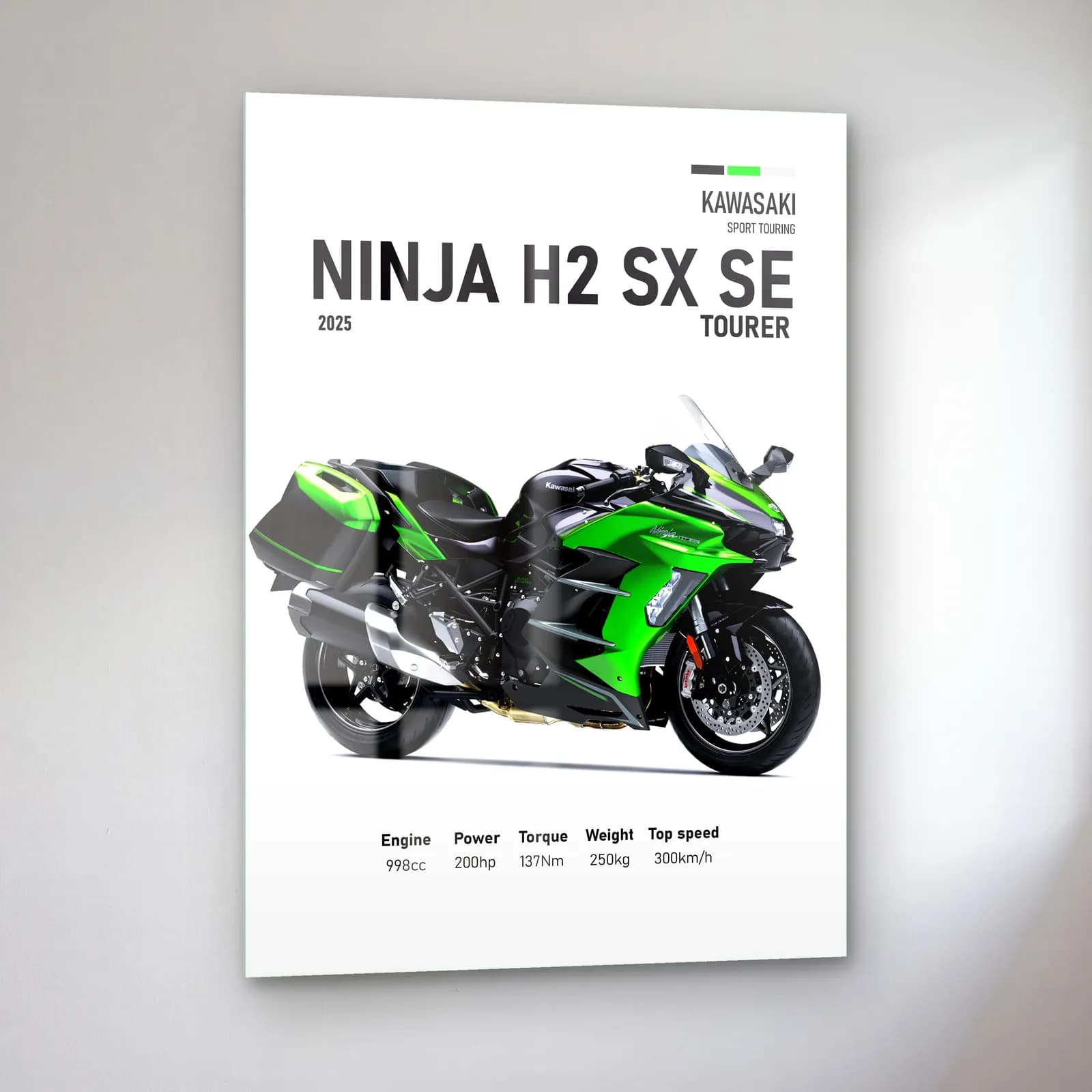 Ninja H2 SX SE Tourer 2025 cam tablo — sol açıdan görünüm