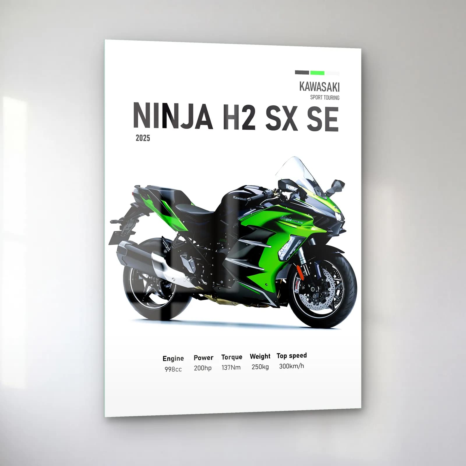 Kawasaki Ninja H2 SX SE 2025 cam tablo — sol açıdan görünüm