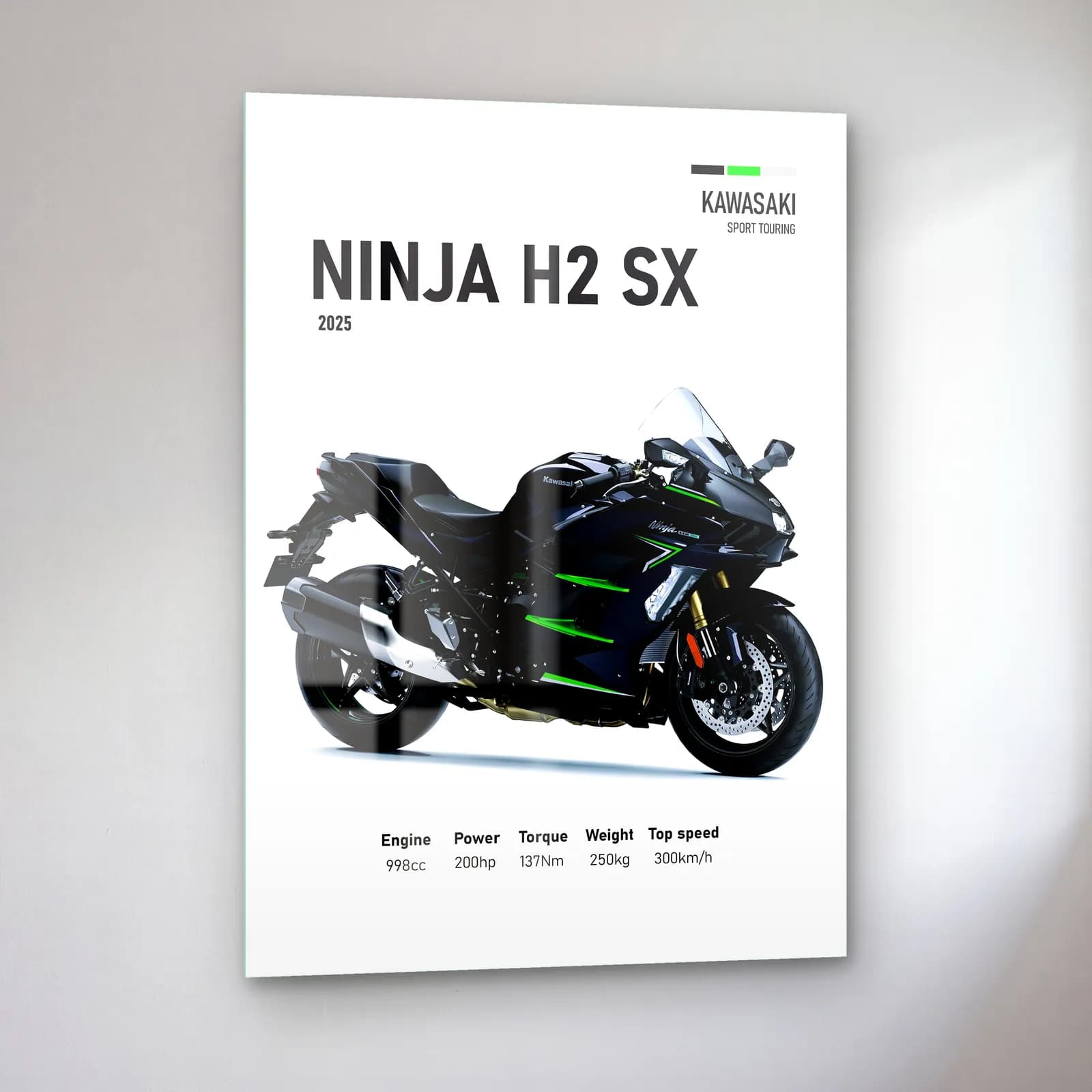 Kawasaki Ninja H2 SX 2025 cam tablo — sol açıdan görünüm
