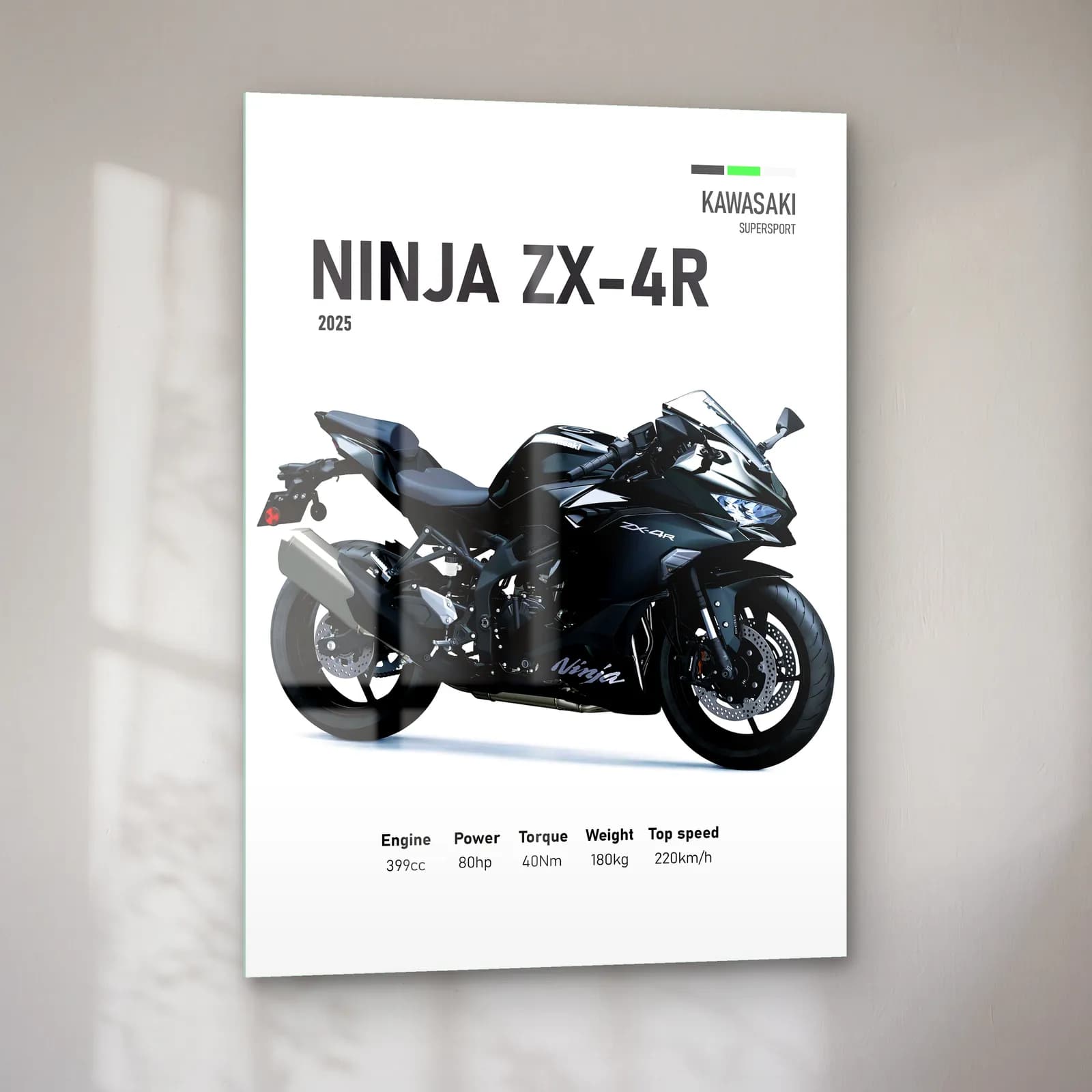 Kawasaki Ninja ZX-4R 2025 cam tablo — sol açıdan görünüm