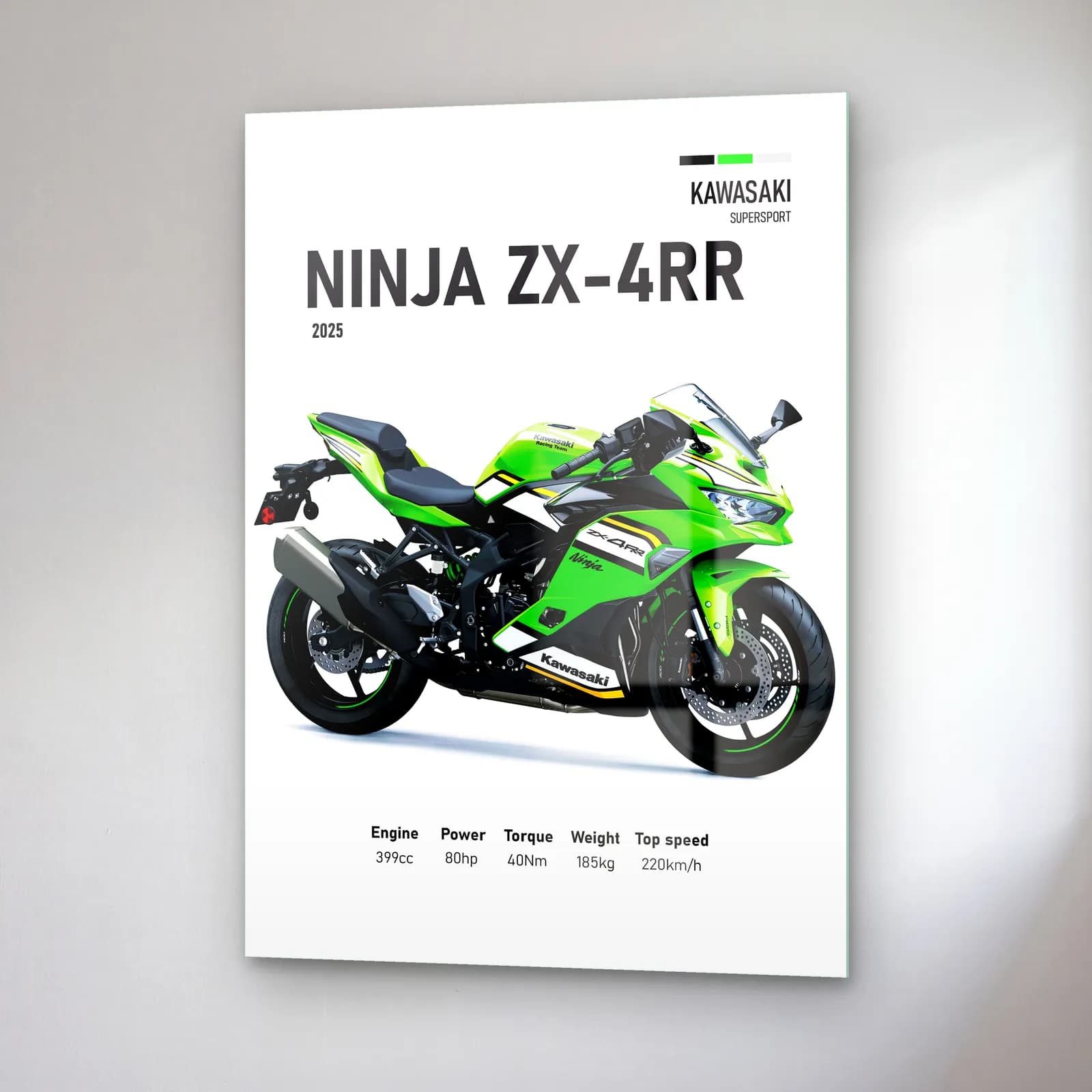 Kawasaki Ninja ZX-4RR 2025 cam tablo — sağ açıdan görünüm