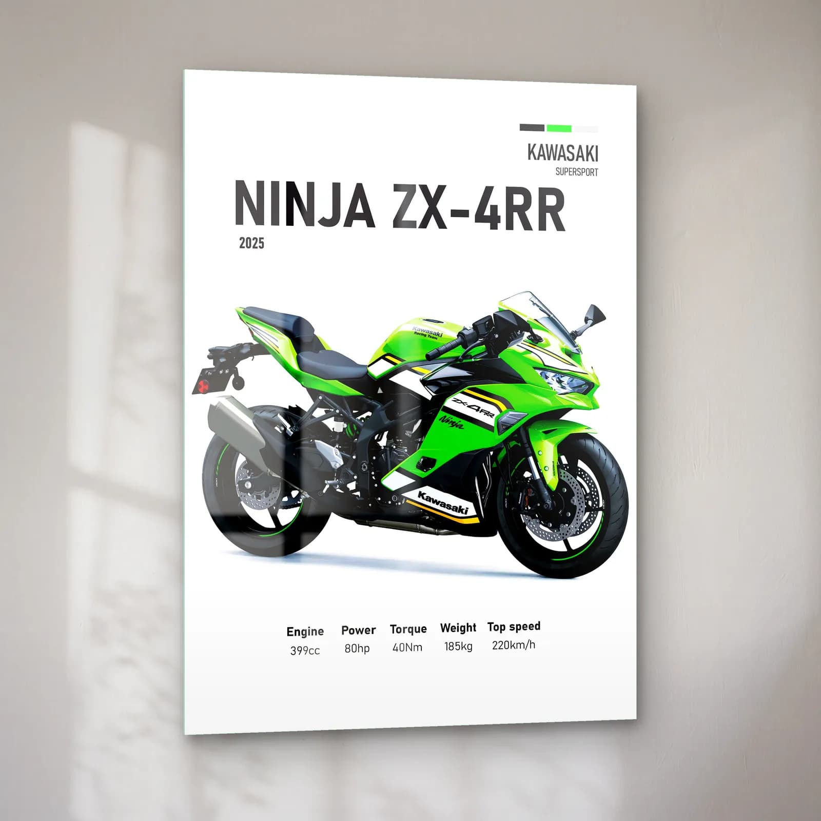 Kawasaki Ninja ZX-4RR 2025 cam tablo — sol açıdan görünüm
