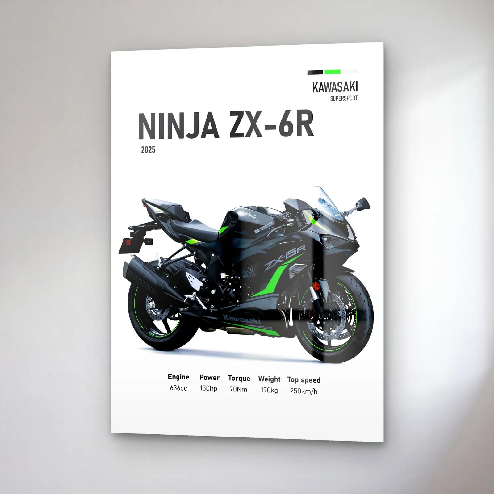 Kawasaki Ninja ZX-6R 2025 cam tablo — sağ açıdan görünüm