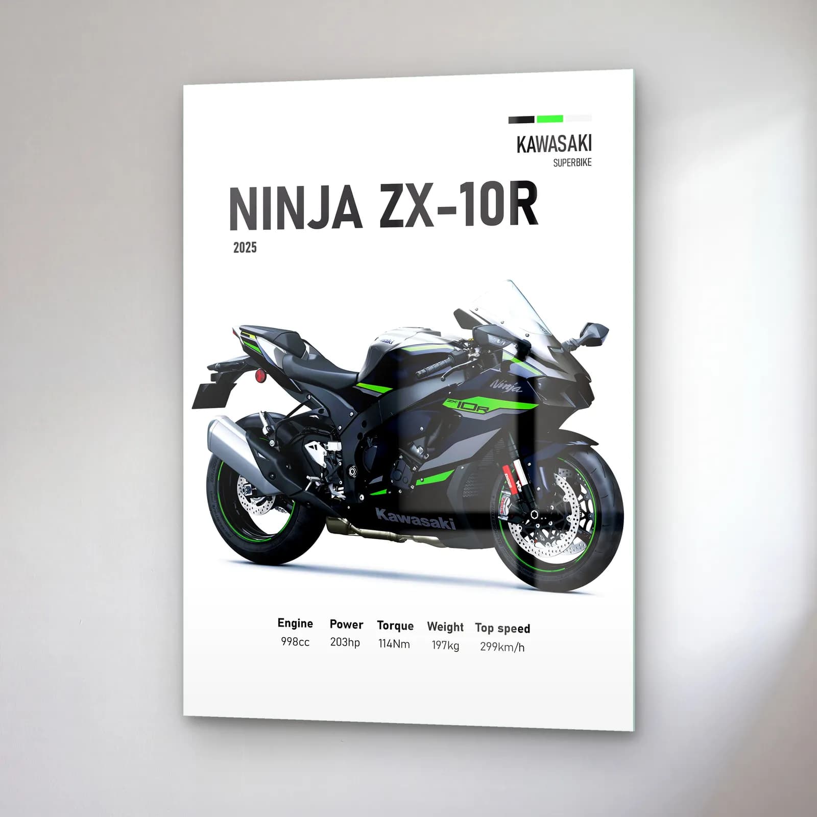 Kawasaki Ninja ZX-10R 2025 cam tablo — sağ açıdan görünüm