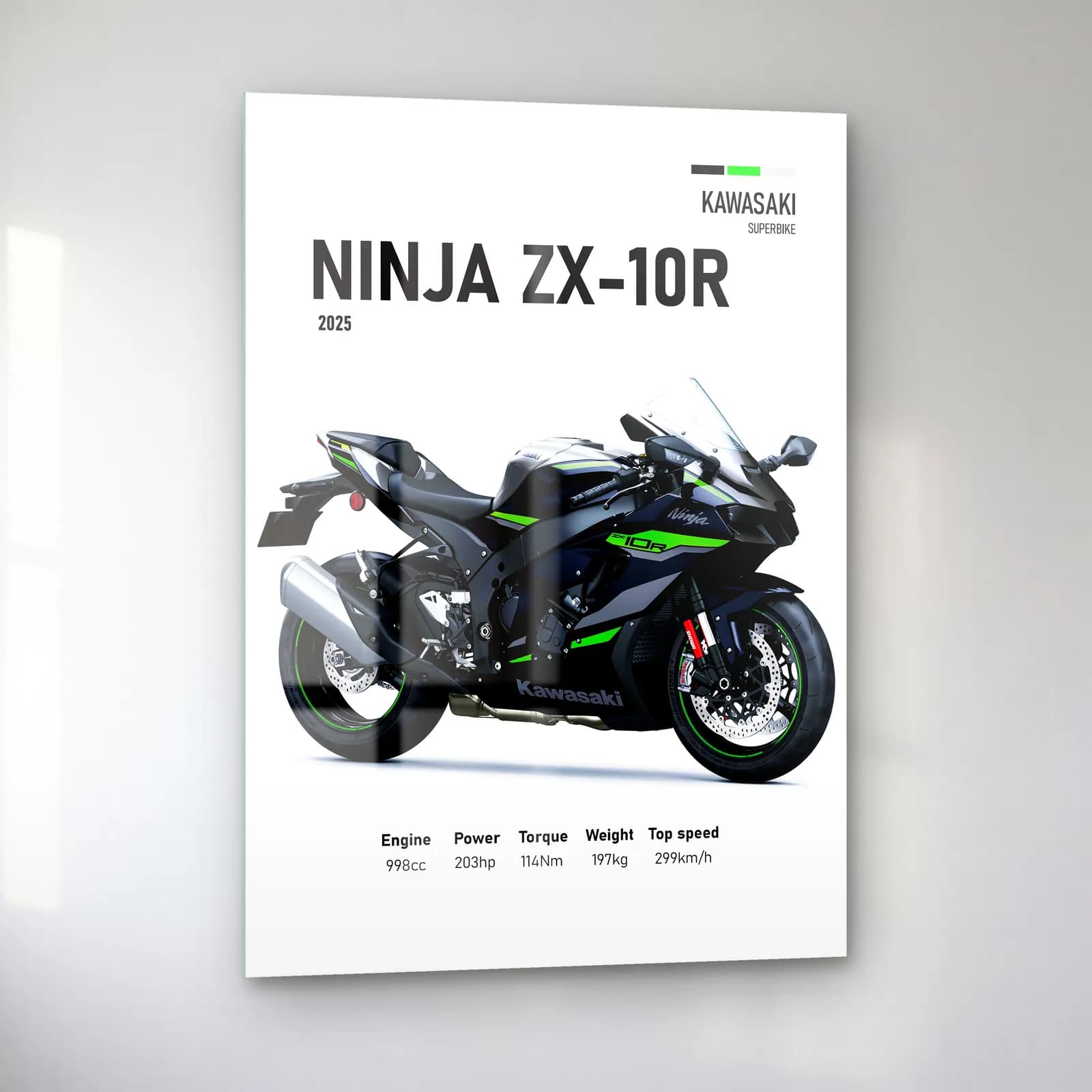 Kawasaki Ninja ZX-10R 2025 cam tablo — sol açıdan görünüm
