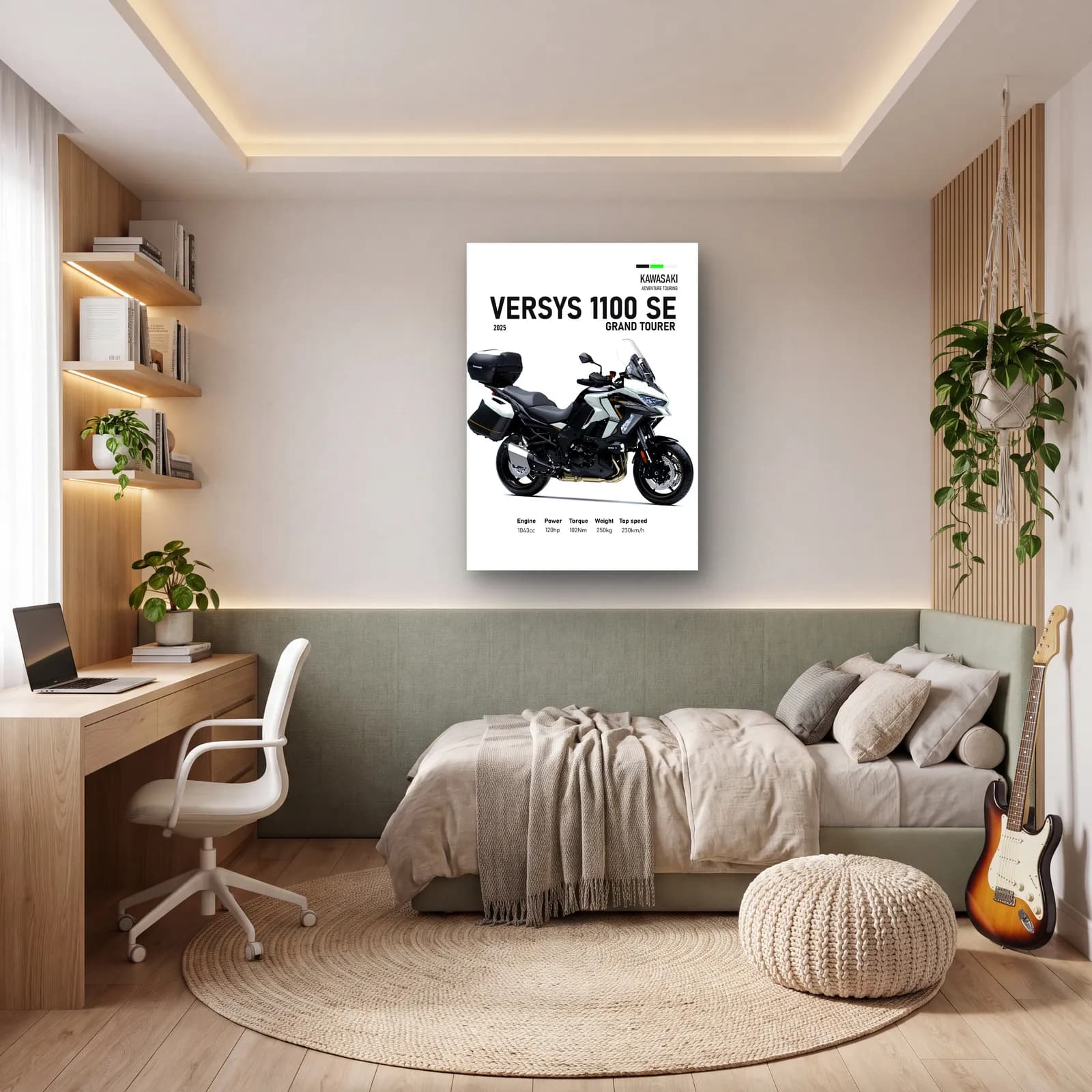 Versys 1100 SE Grand Tourer 2025 cam tablo — genç odasında