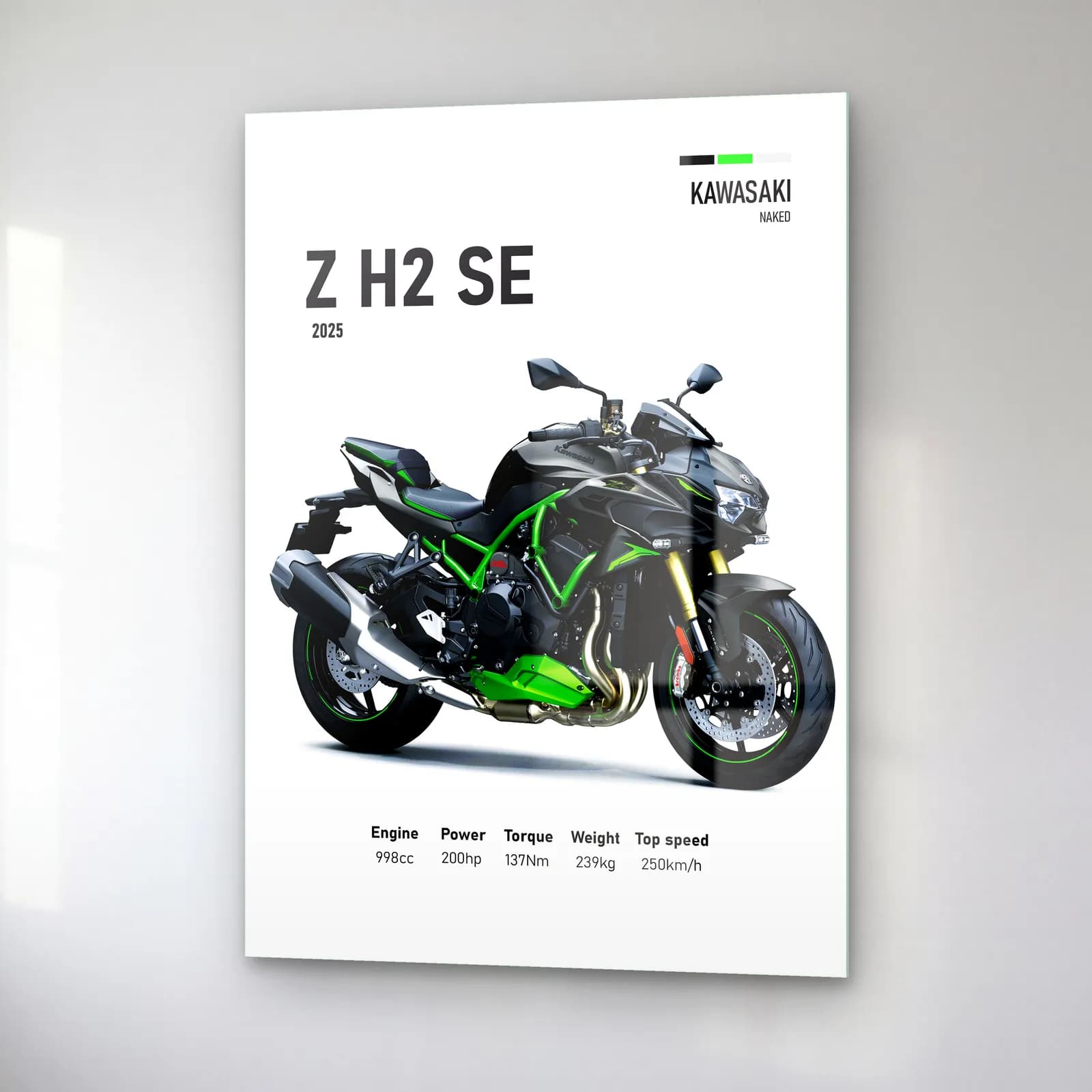 Kawasaki Z H2 SE 2025 cam tablo — sağ açıdan görünüm
