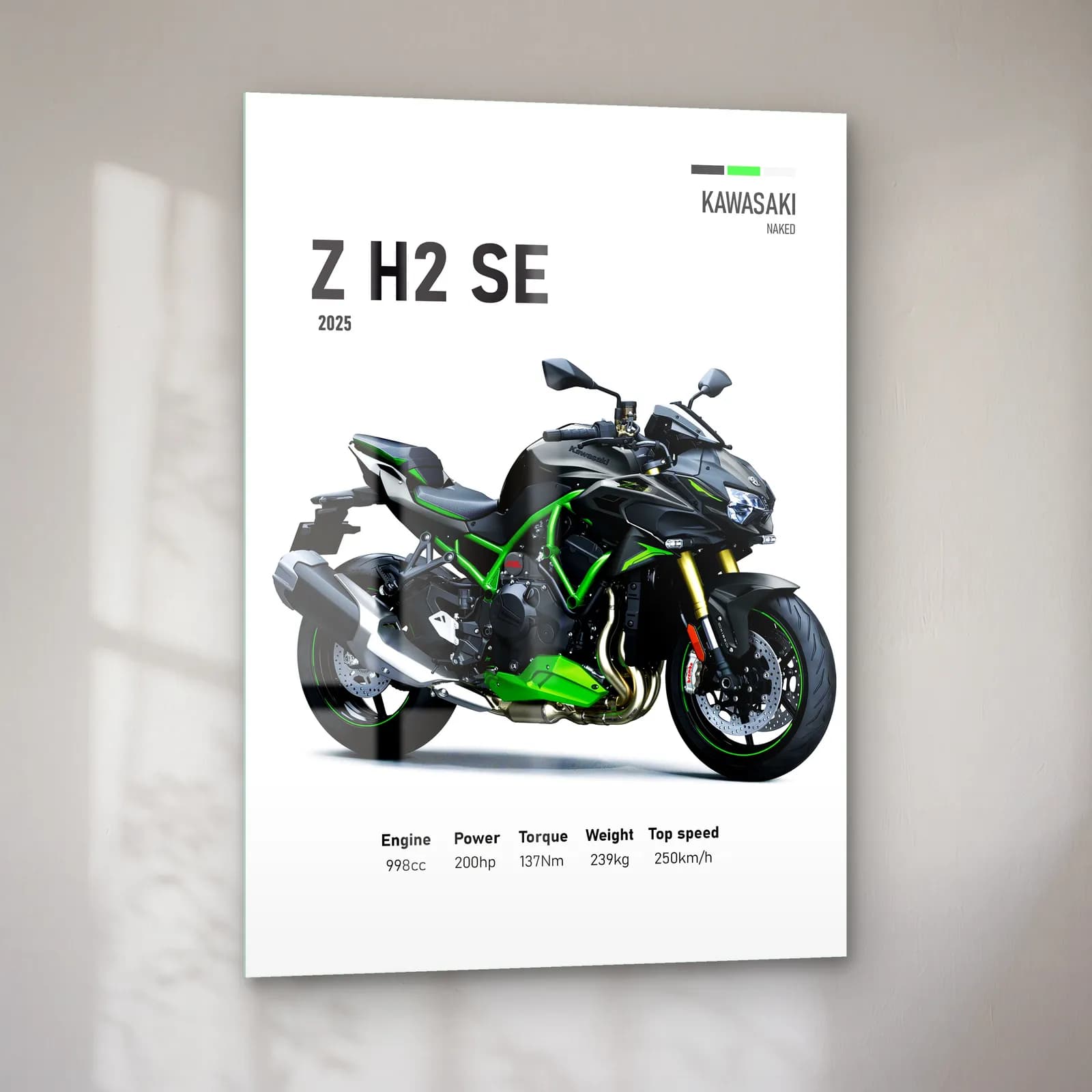 Kawasaki Z H2 SE 2025 cam tablo — sol açıdan görünüm