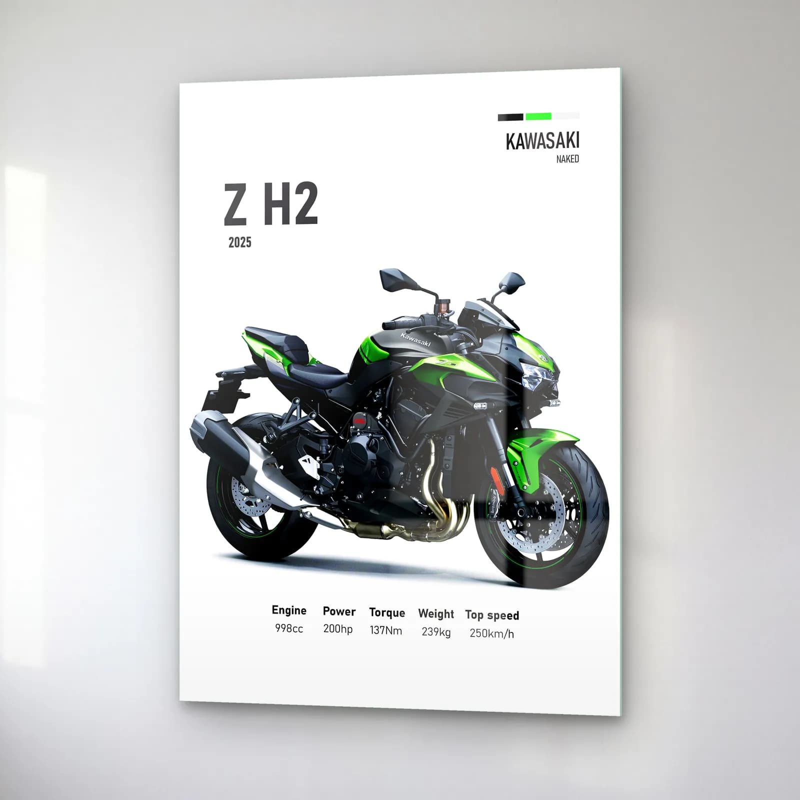 Kawasaki Z H2 2025 cam tablo — sağ açıdan görünüm