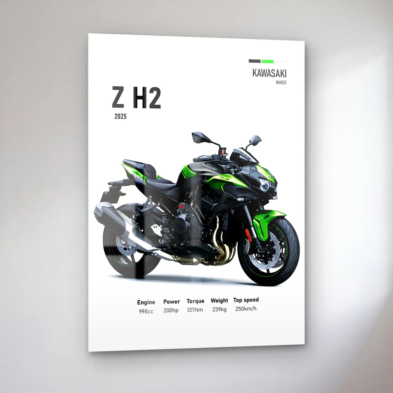 Kawasaki Z H2 2025 cam tablo — sol açıdan görünüm